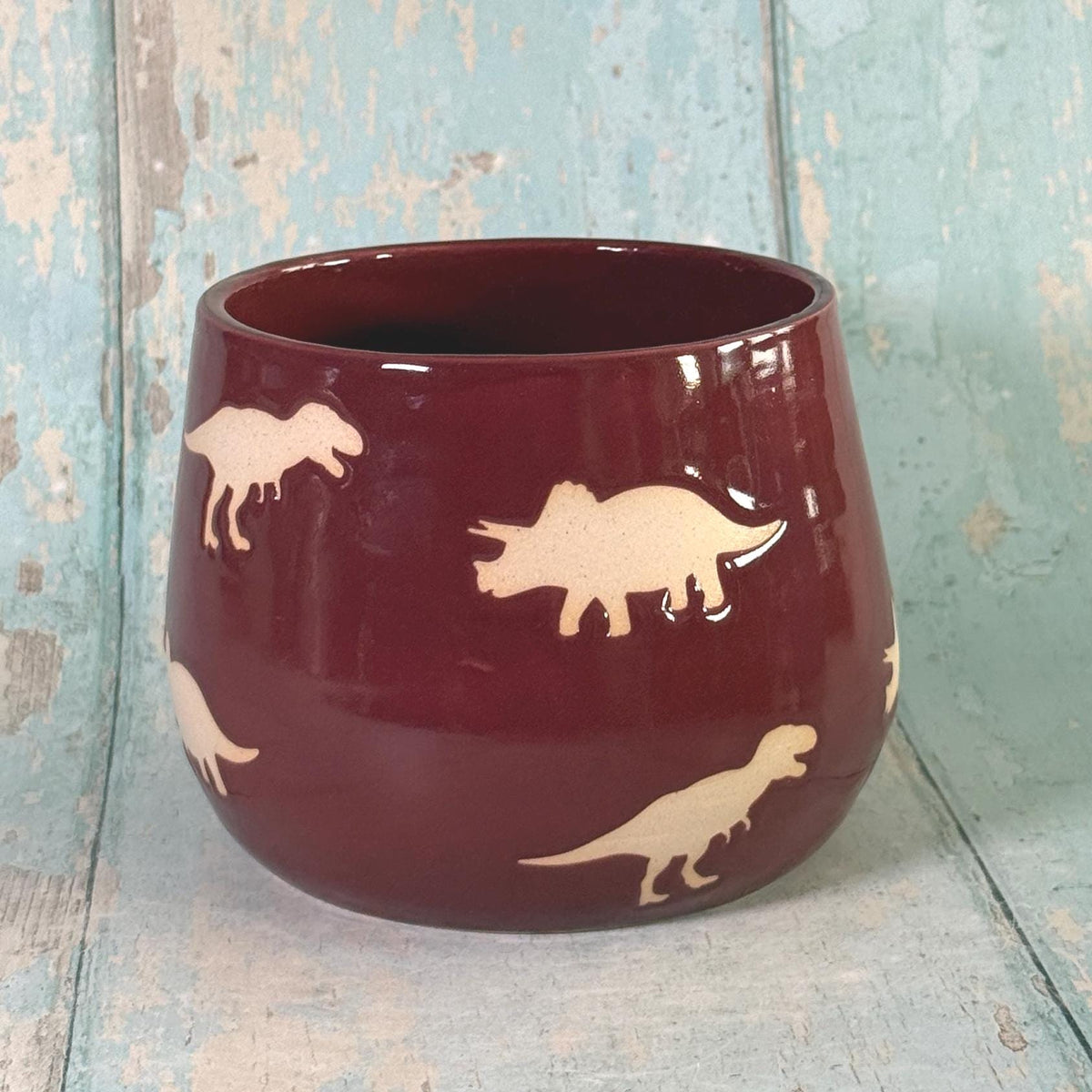 Red Dinosaur Mug, Large Ceramic Cup - FJD Ceramics