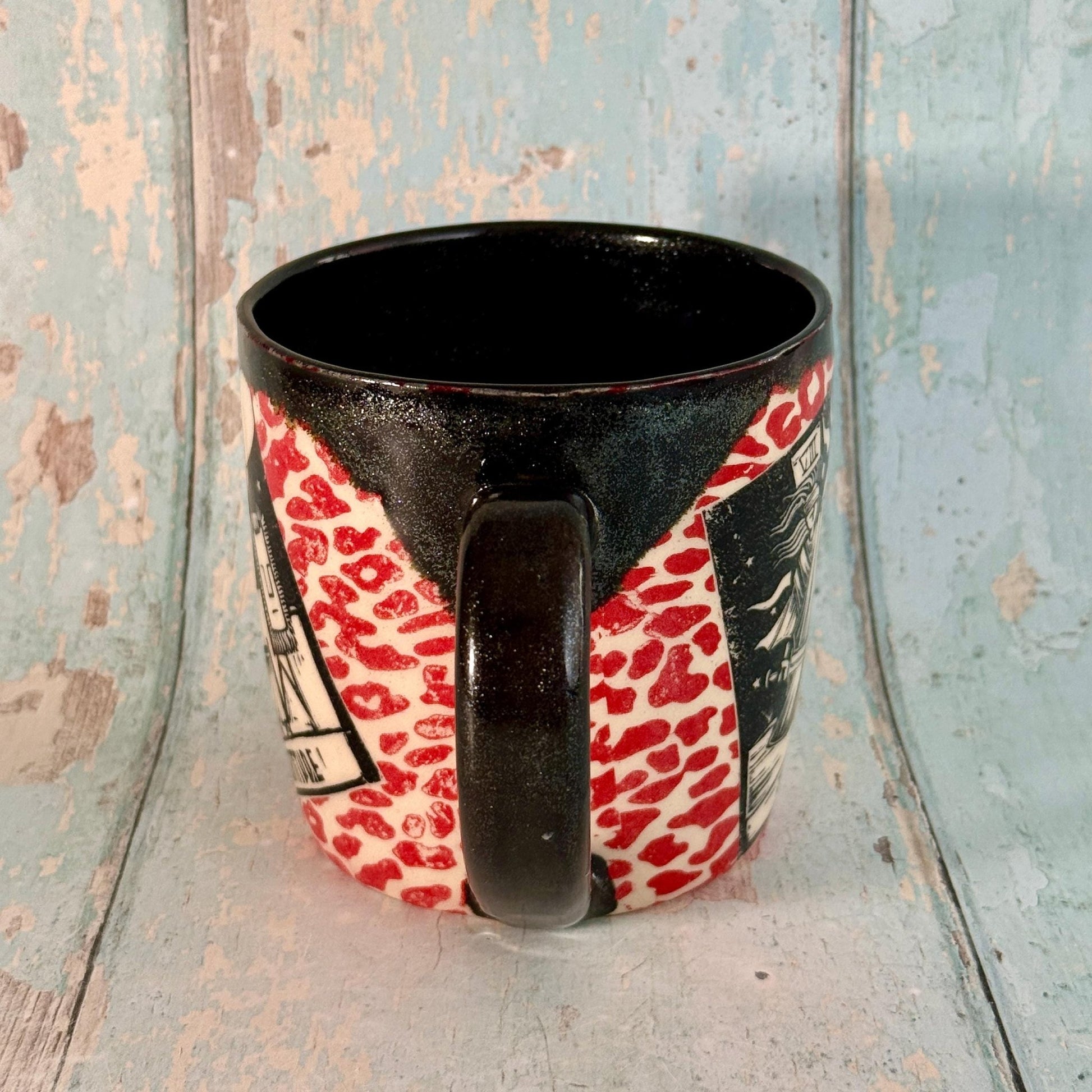 Red Leopard Print Tarot Mug, Large Ceramic Cup - FJD Ceramics