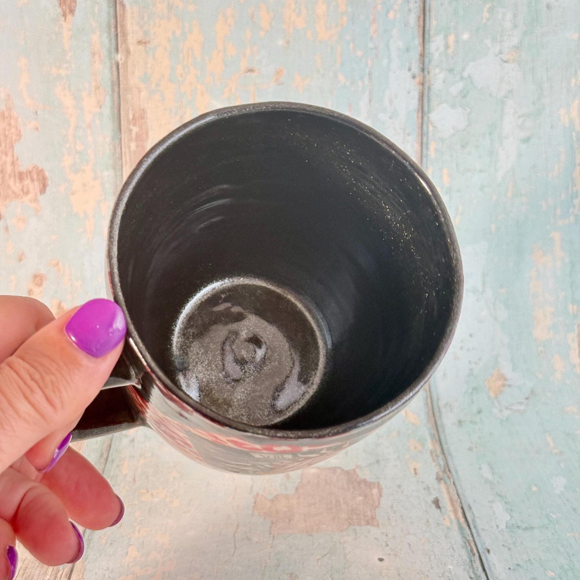 Red Leopard Print Tarot Mug, Large Ceramic Cup - FJD Ceramics