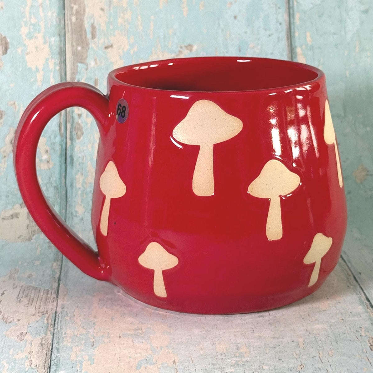 Red Mushroom Mug, Handmade Ceramic Cup - FJD Ceramics