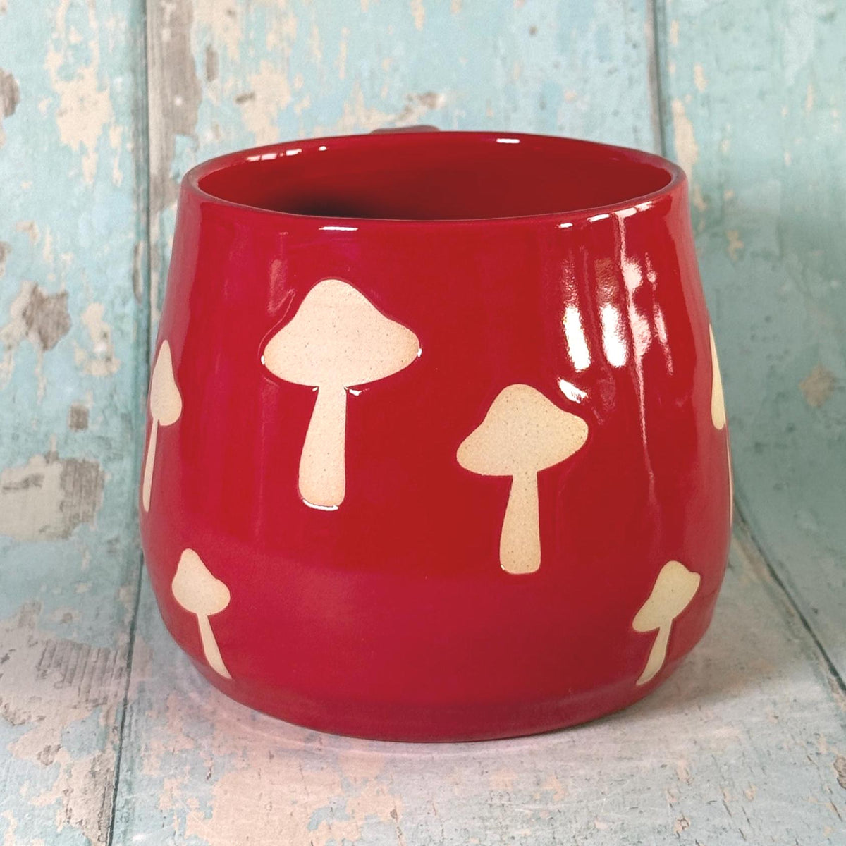 Red Mushroom Mug, Handmade Ceramic Cup - FJD Ceramics