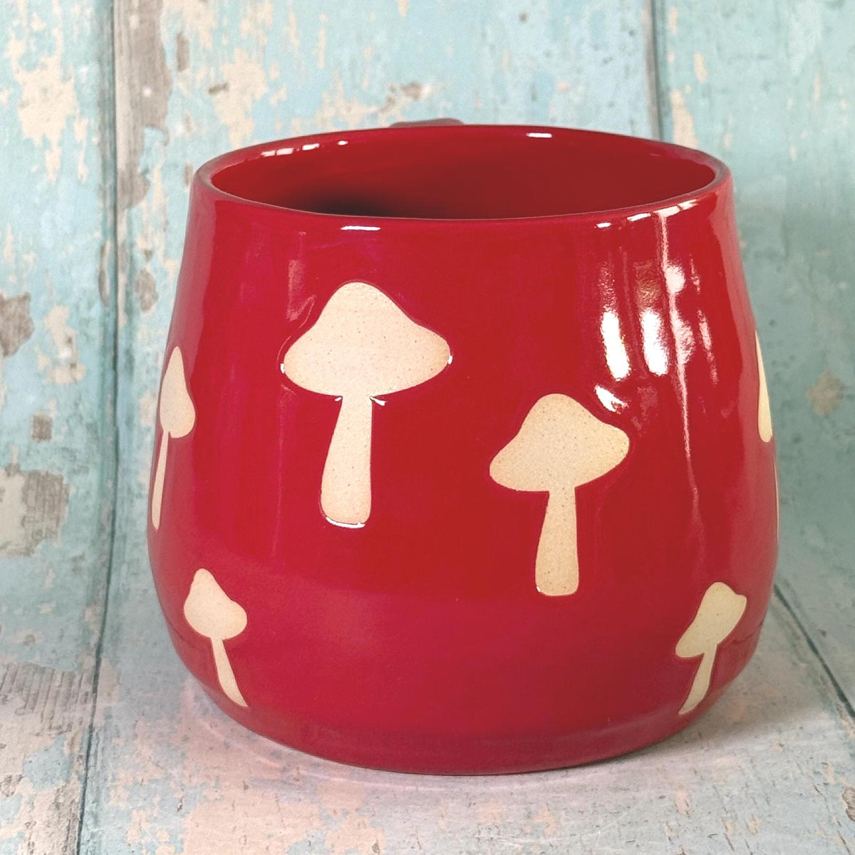 Red Mushroom Mug, Handmade Ceramic Cup - FJD Ceramics