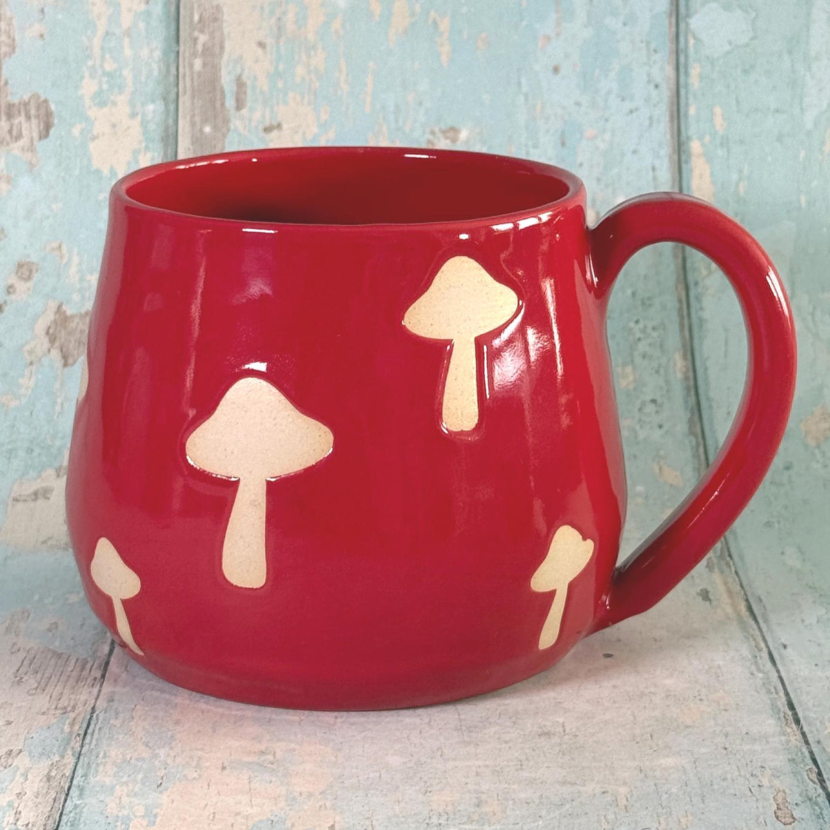 Red Mushroom Mug, Handmade Ceramic Cup - FJD Ceramics