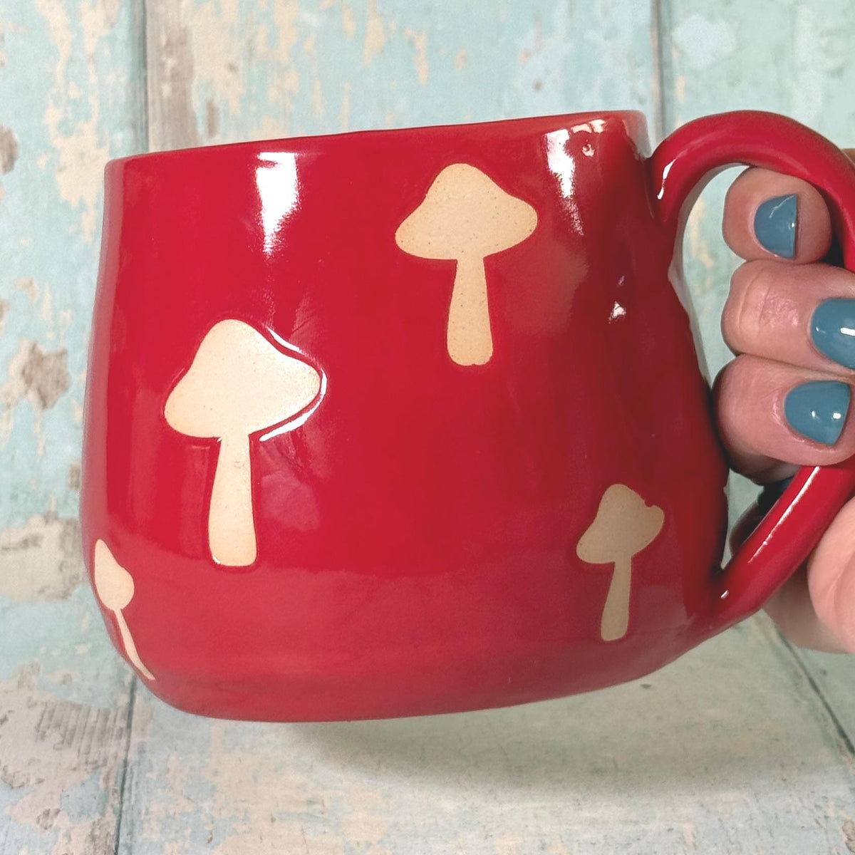 Red Mushroom Mug, Handmade Ceramic Cup - FJD Ceramics