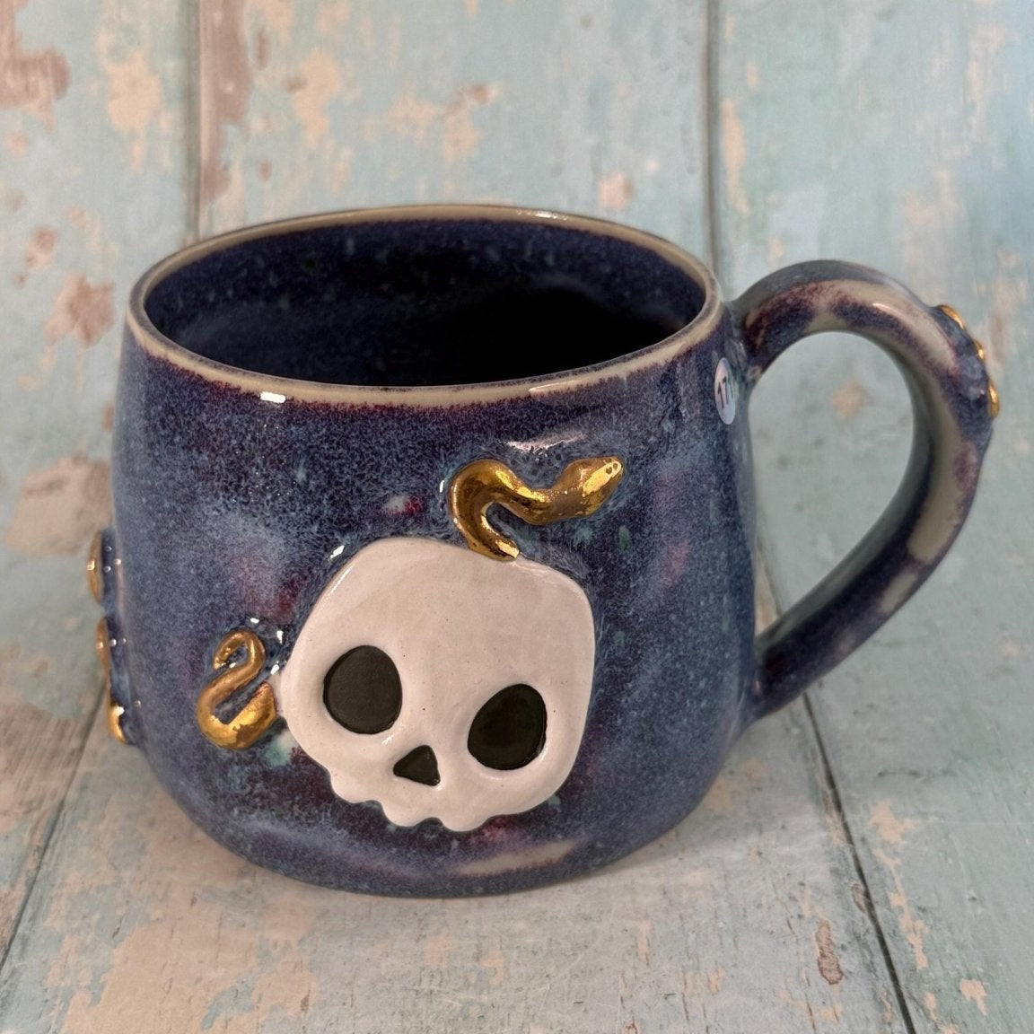 Skull and Snake Mug, Handmade Ceramic Cup - FJD Ceramics