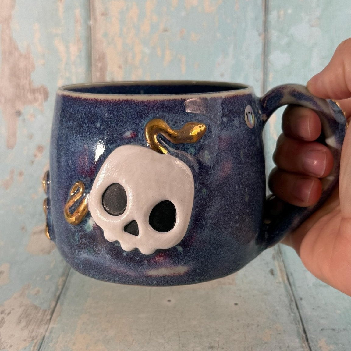 Skull and Snake Mug, Handmade Ceramic Cup - FJD Ceramics