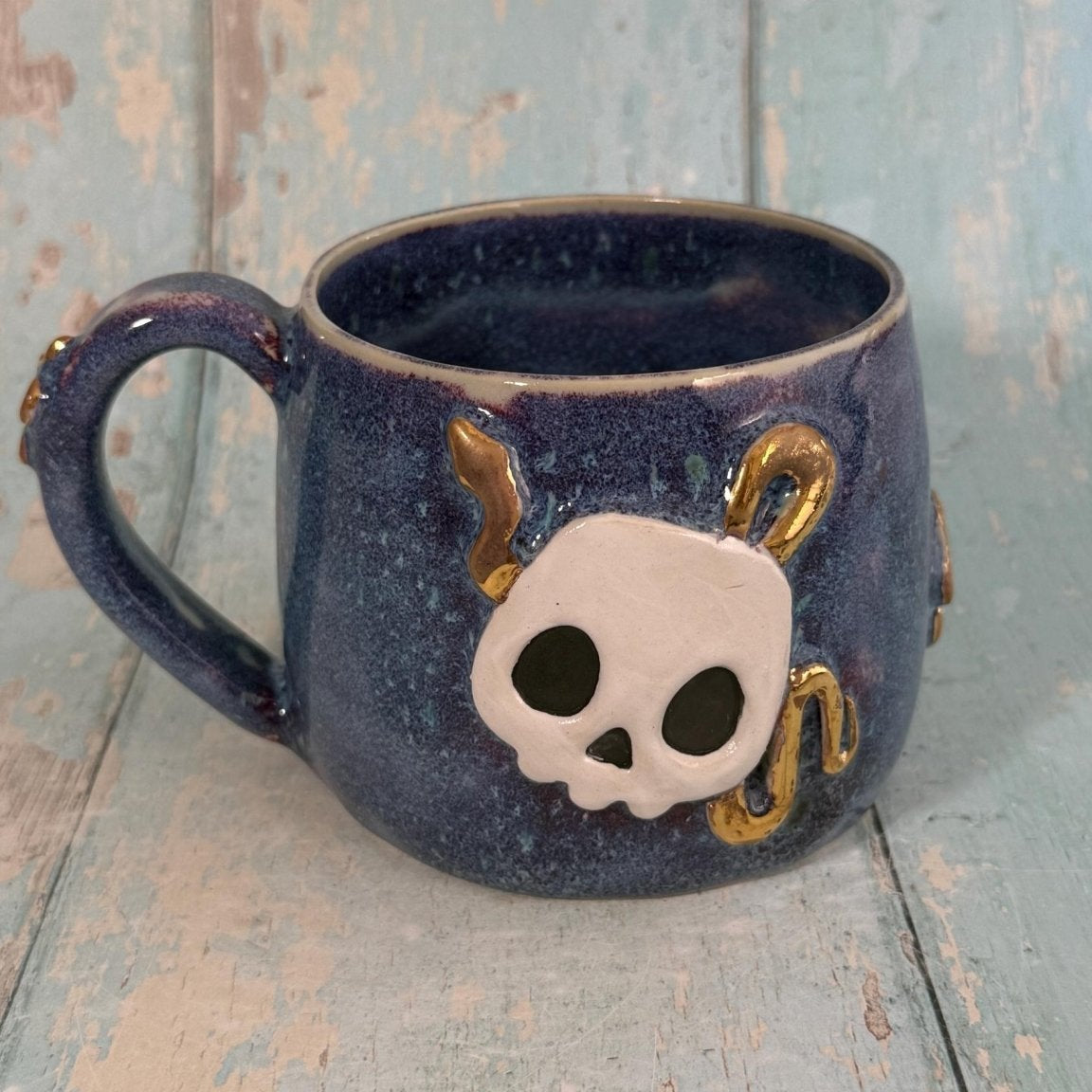 Skull and Snake Mug, Handmade Ceramic Cup - FJD Ceramics