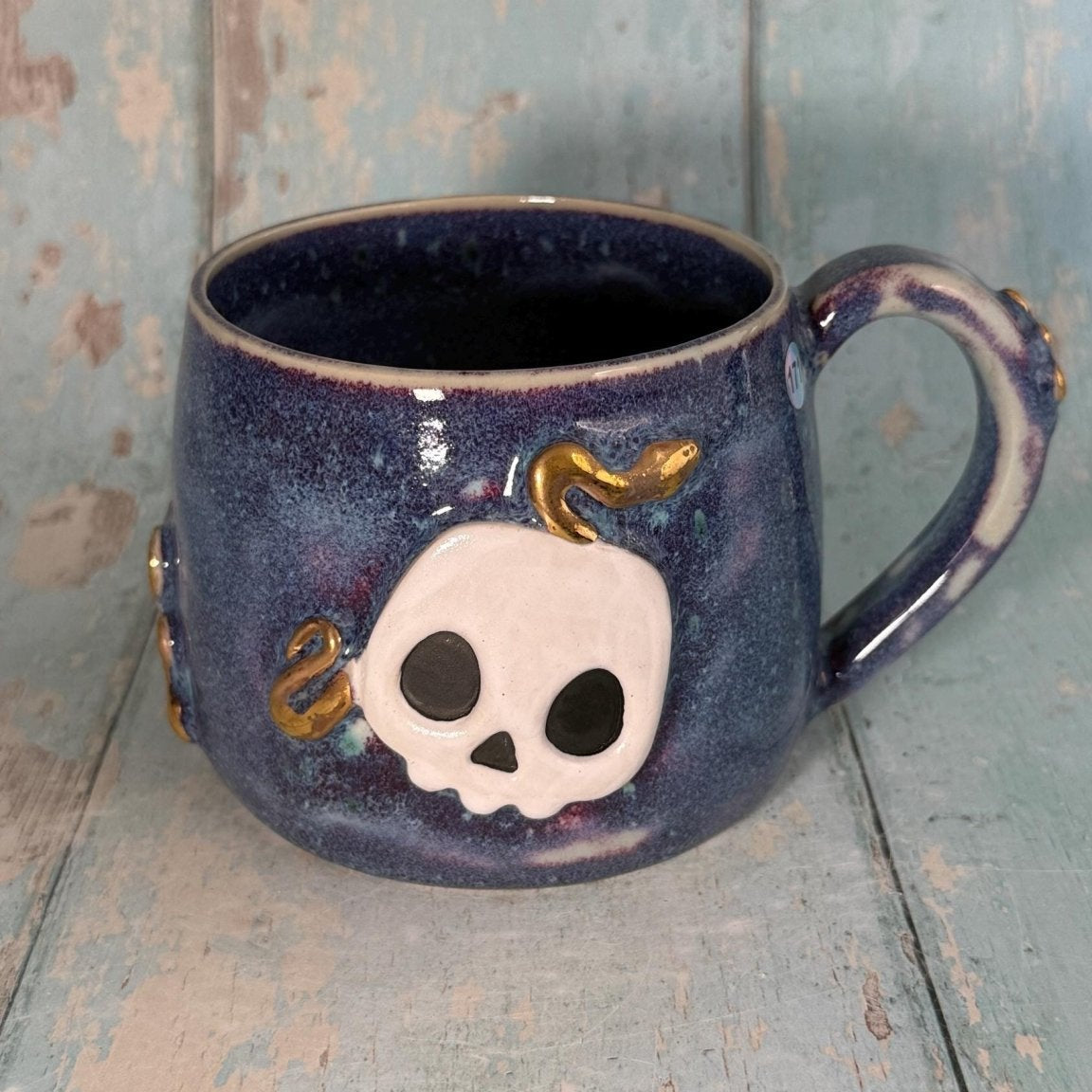Skull and Snake Mug, Handmade Ceramic Cup - FJD Ceramics