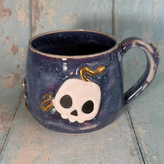 Skull and Snake Mug, Handmade Ceramic Cup - FJD Ceramics
