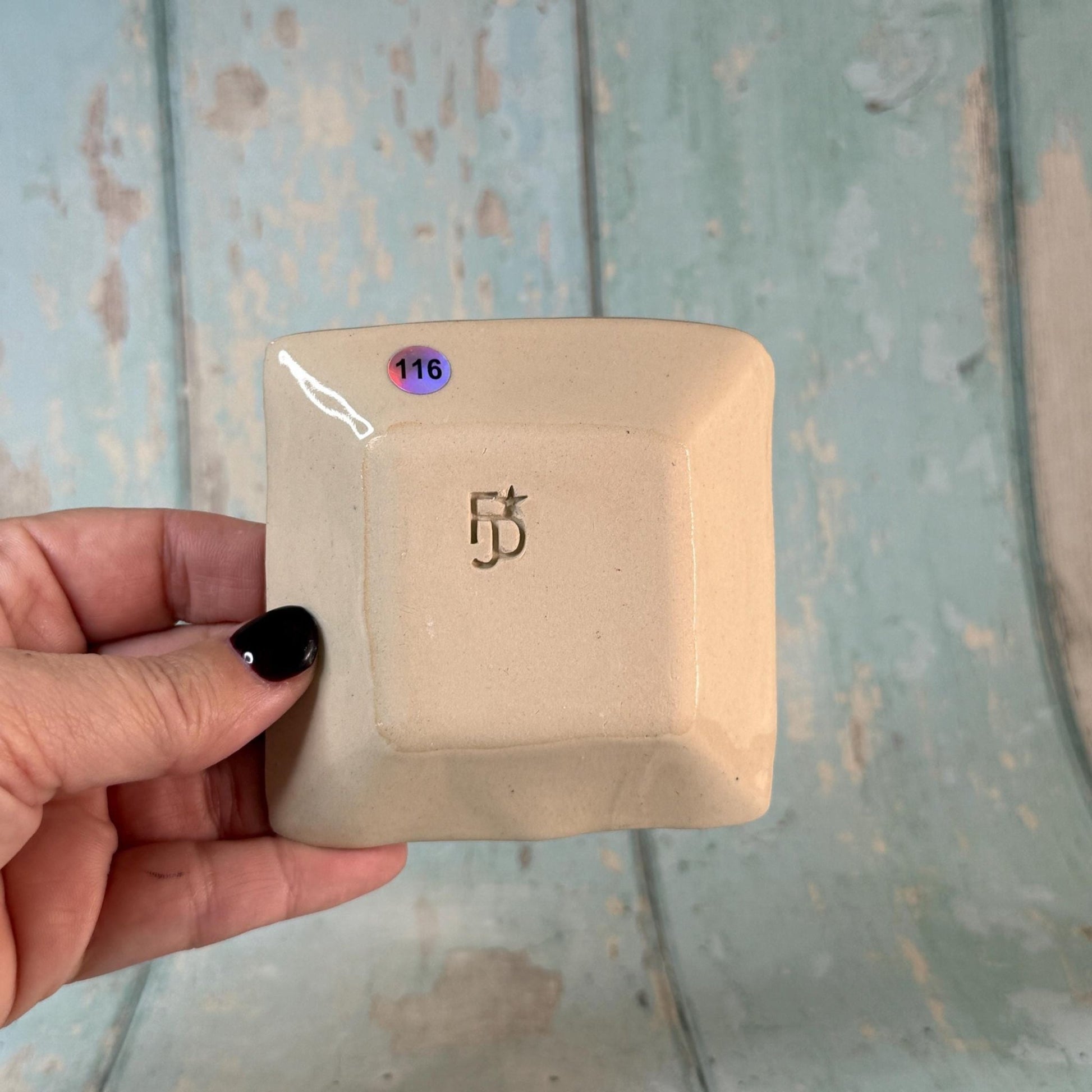 Small Square Black & White Floral Ring Dish, Handmade Ceramic Pot - FJD Ceramics