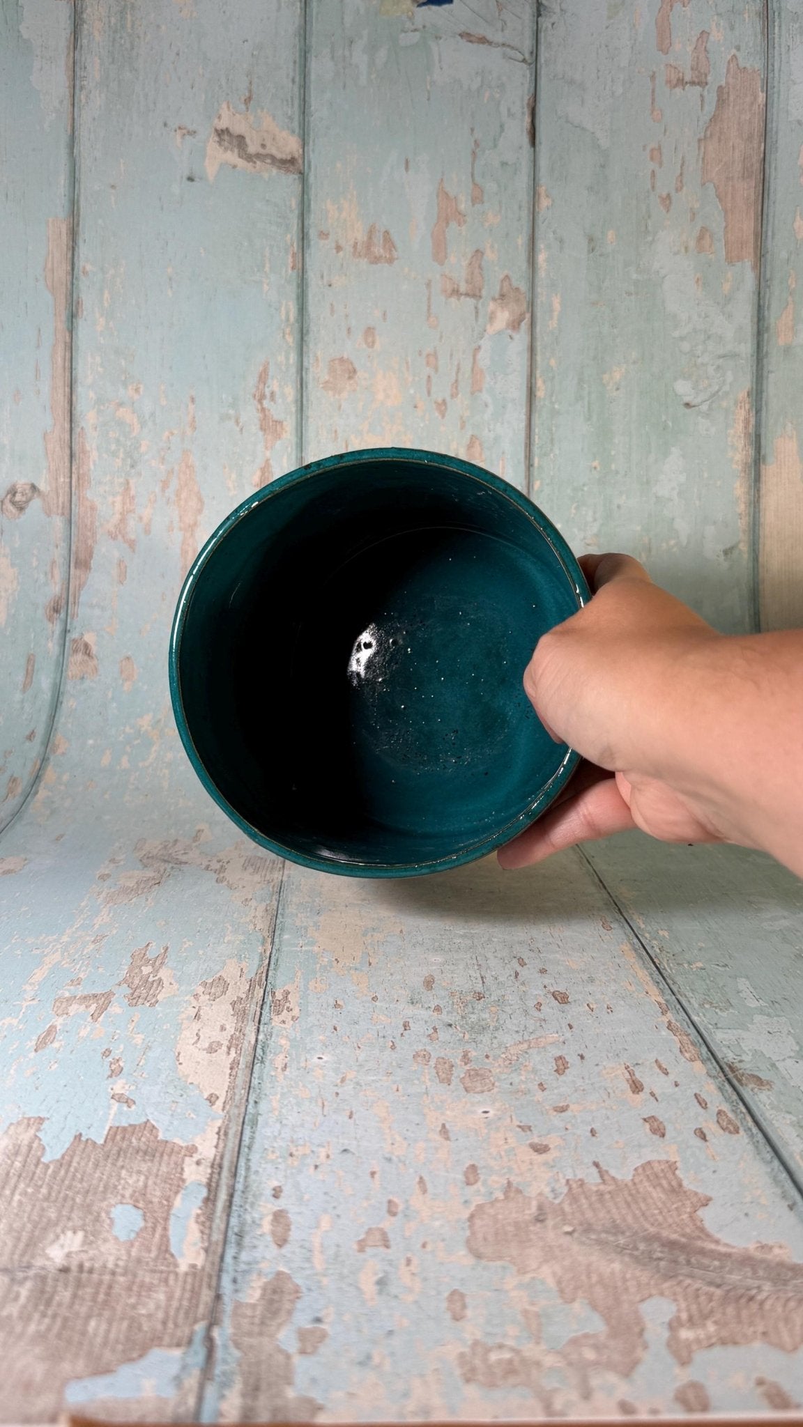 Teal Green Moon and Star Planter, Ceramic Plant Pot - FJD Ceramics