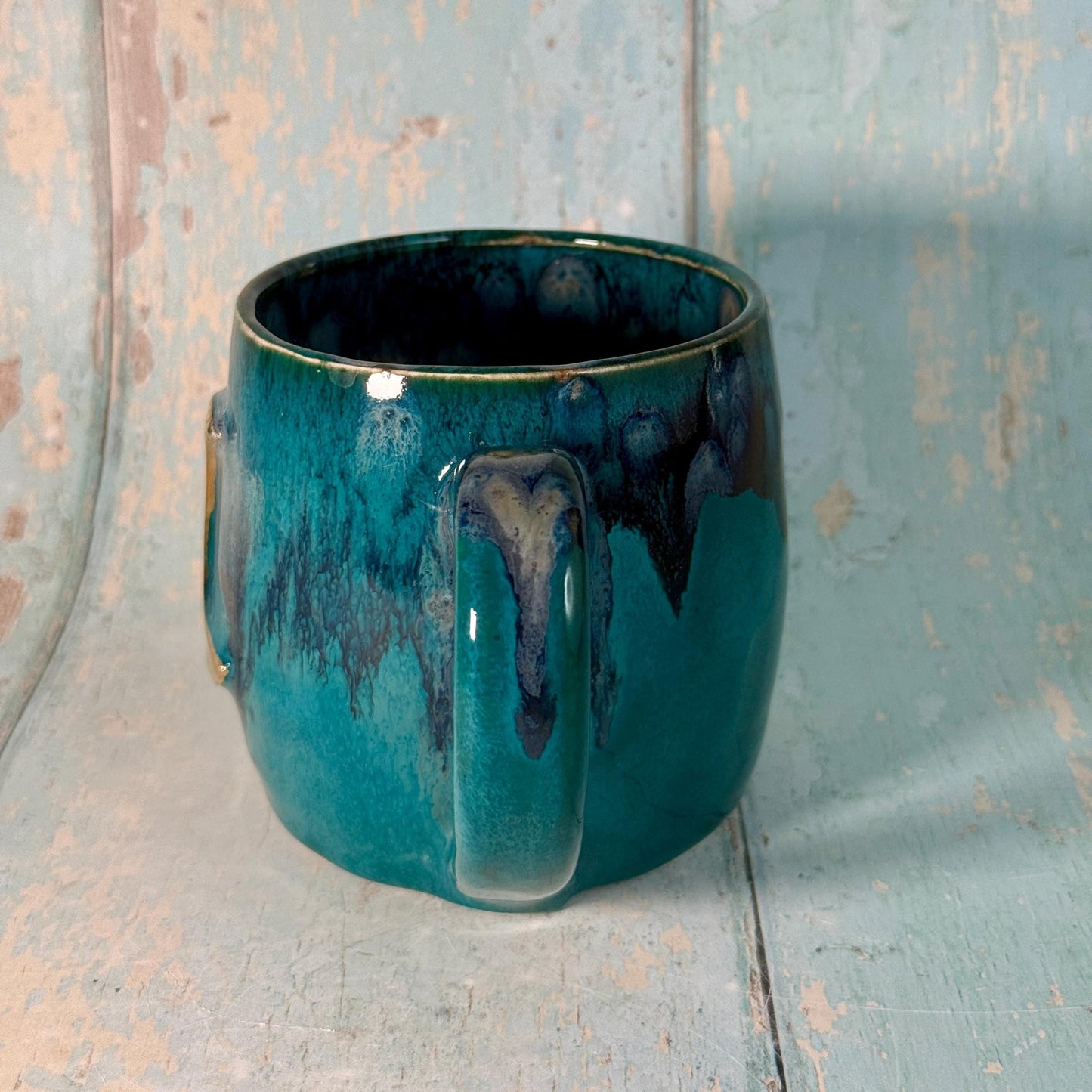Teal Moon Mug, Large Ceramic Cup - FJD Ceramics