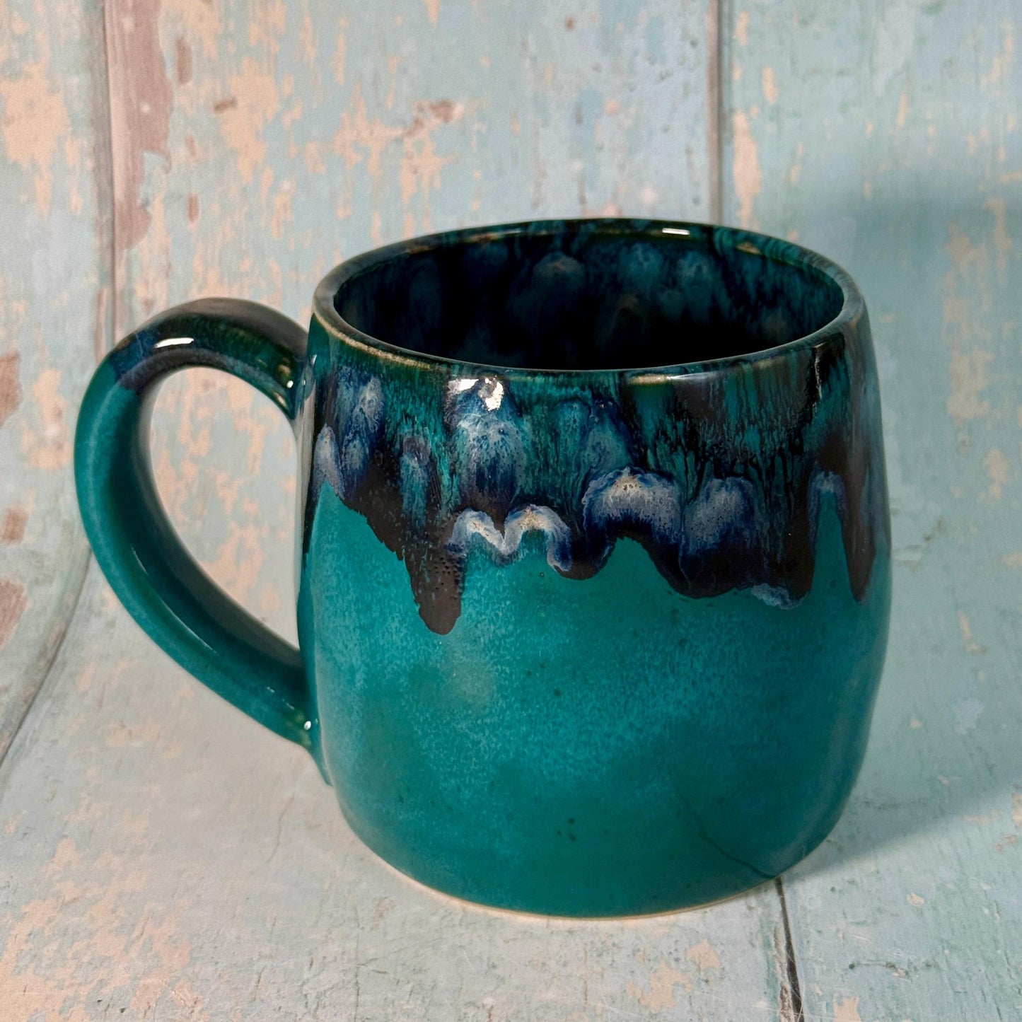 Teal Moon Mug, Large Ceramic Cup - FJD Ceramics