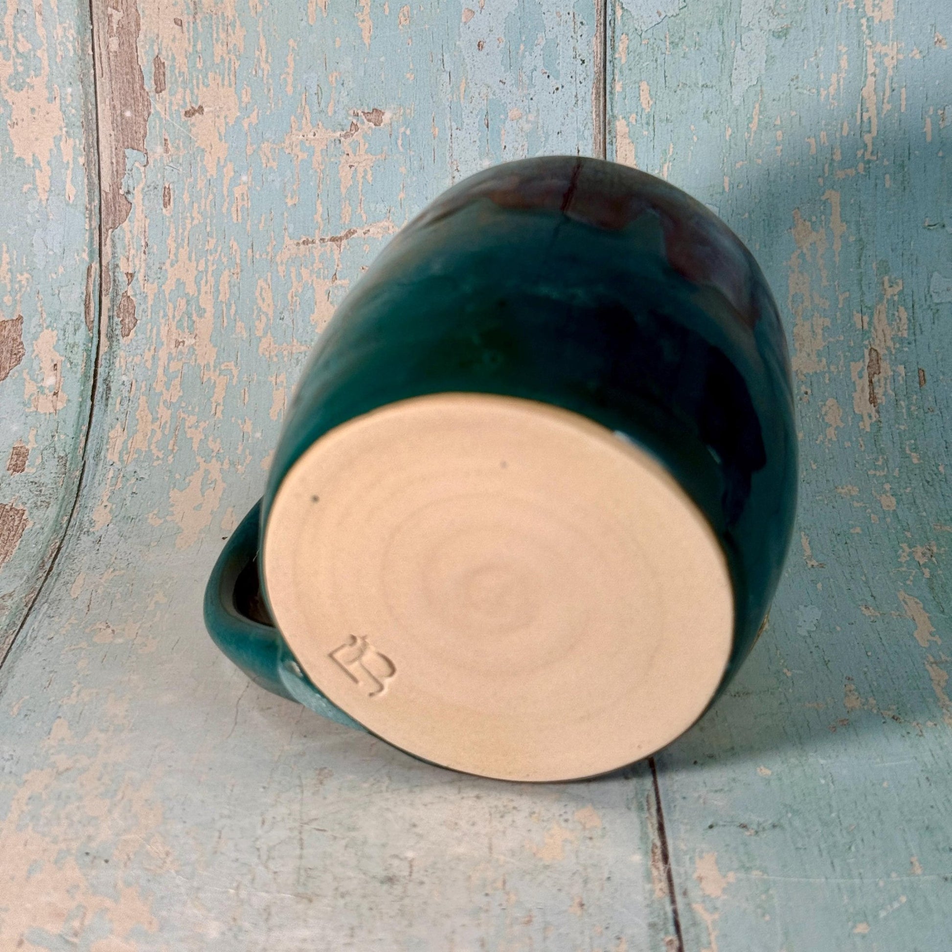 Teal Moon Mug, Large Ceramic Cup - FJD Ceramics