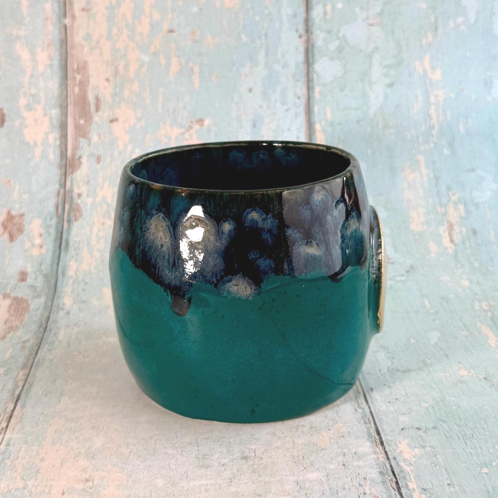 Teal Moon Mug, Large Ceramic Cup - Second - FJD Ceramics