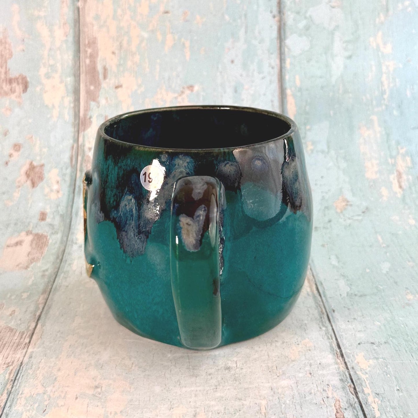 Teal Moon Mug, Large Ceramic Cup - Second - FJD Ceramics