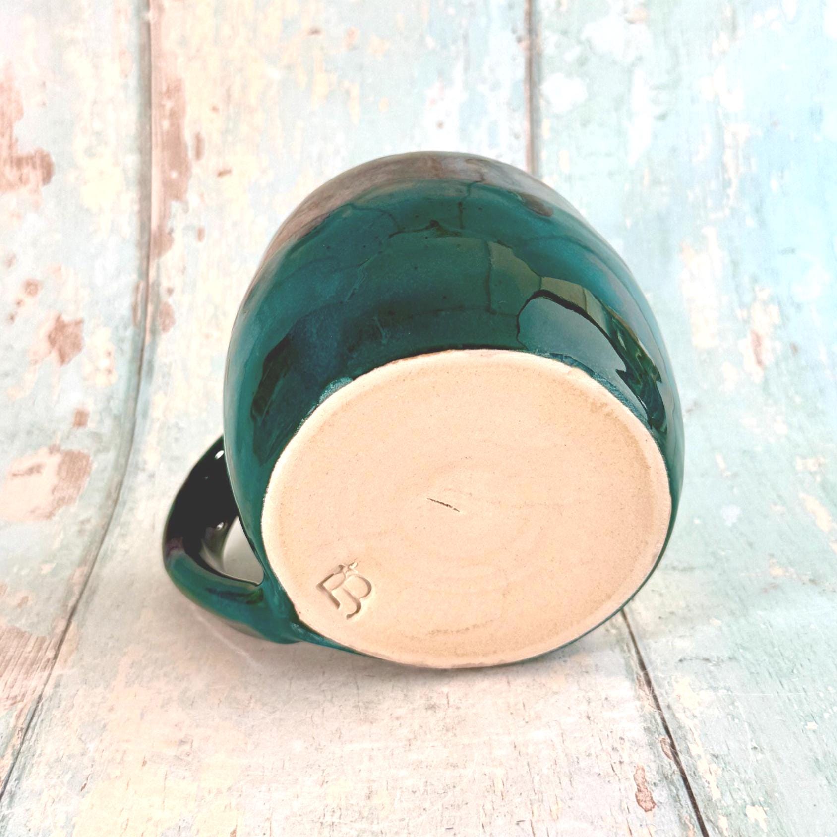 Teal Moon Mug, Large Ceramic Cup - Second - FJD Ceramics