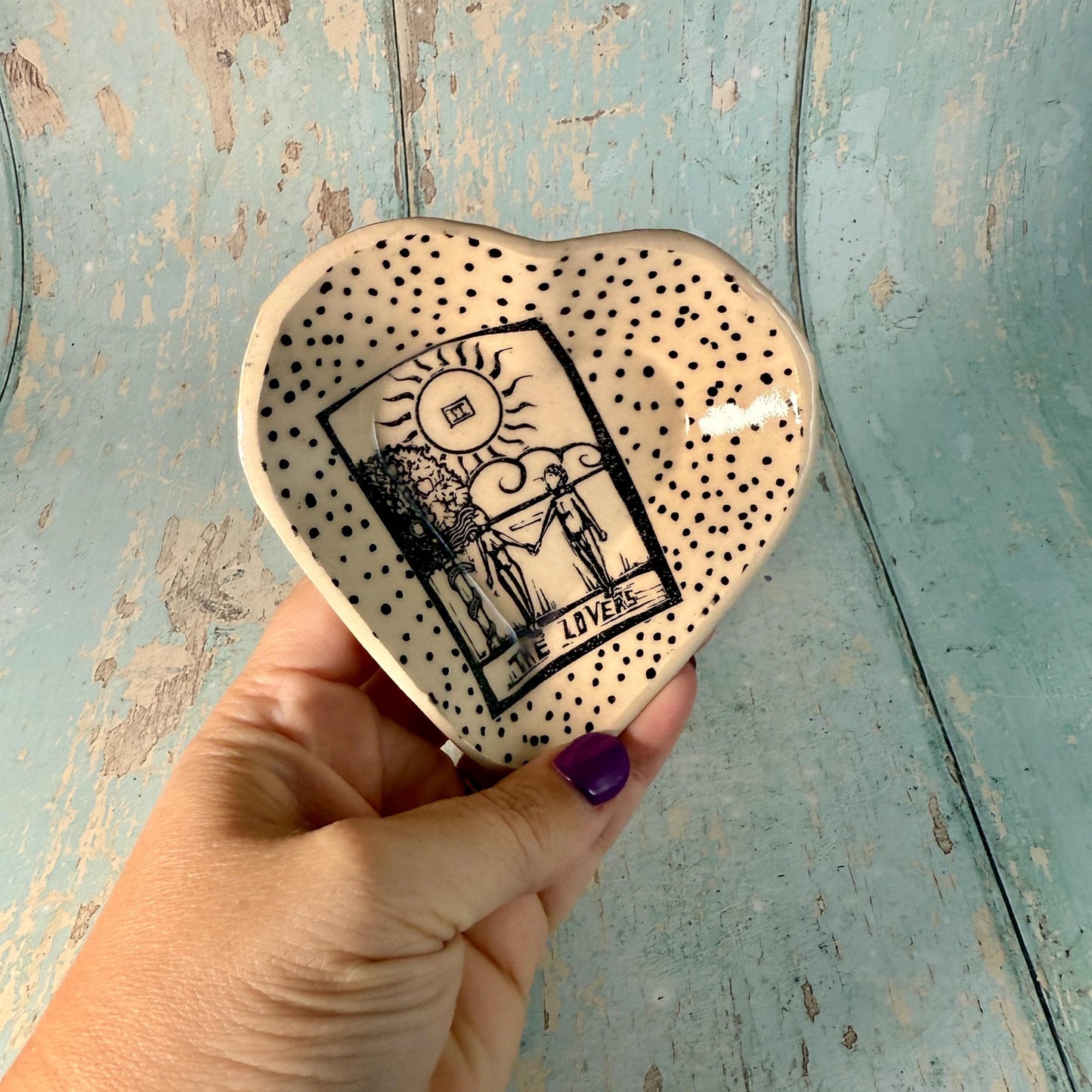 The Lovers Tarot Heart Jewellery Dish, Handmade Ceramic Pot - FJD Ceramics