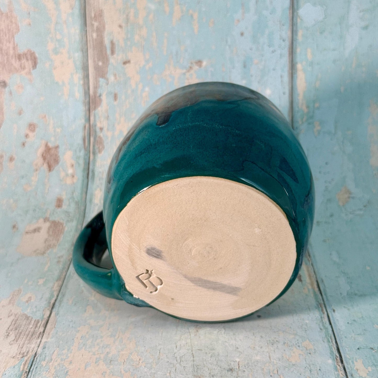 Turquoise and Black Gold Star Mug, Handmade Ceramic Mug - FJD Ceramics