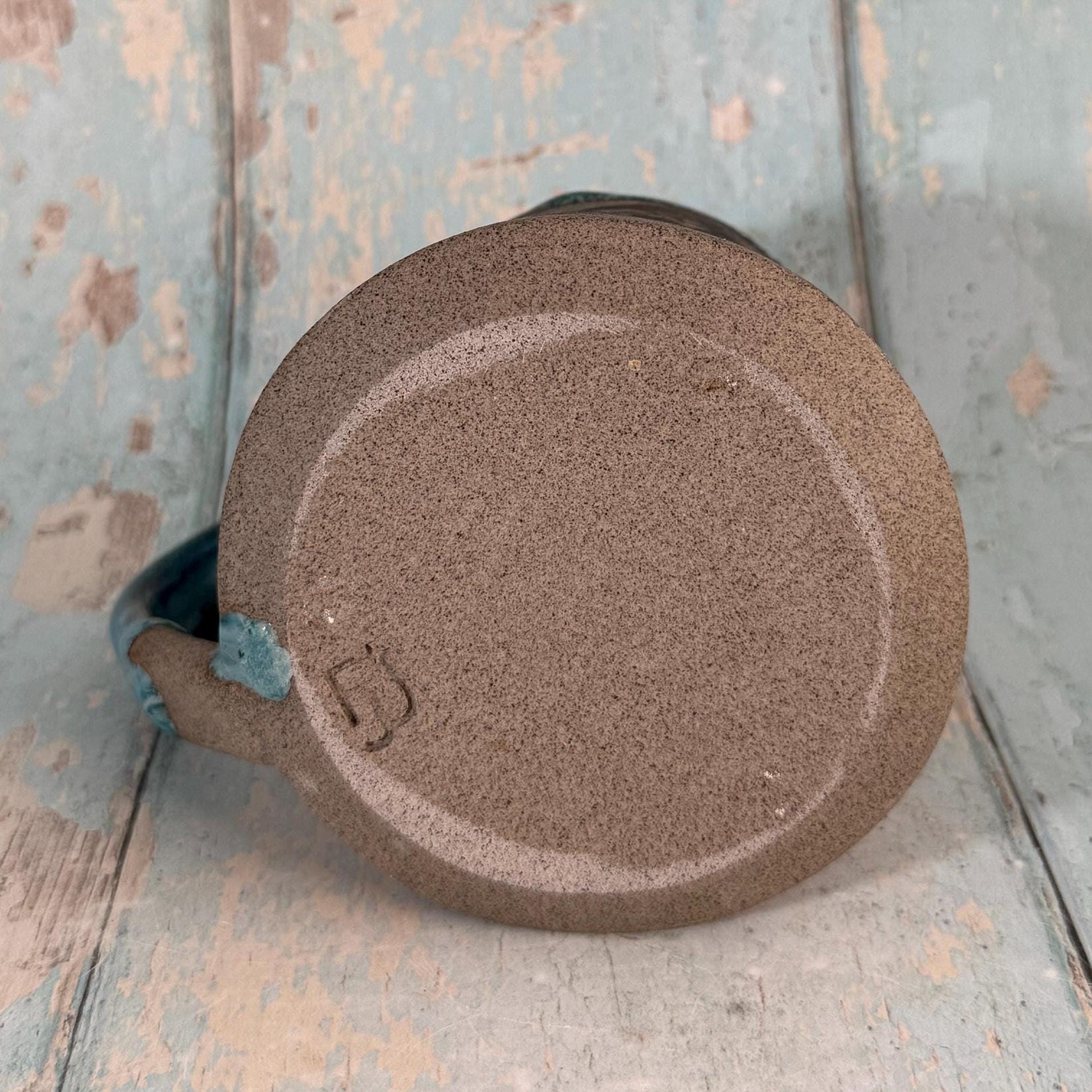 Turquoise and Grey Tarot Mug, Large Ceramic Cup - FJD Ceramics