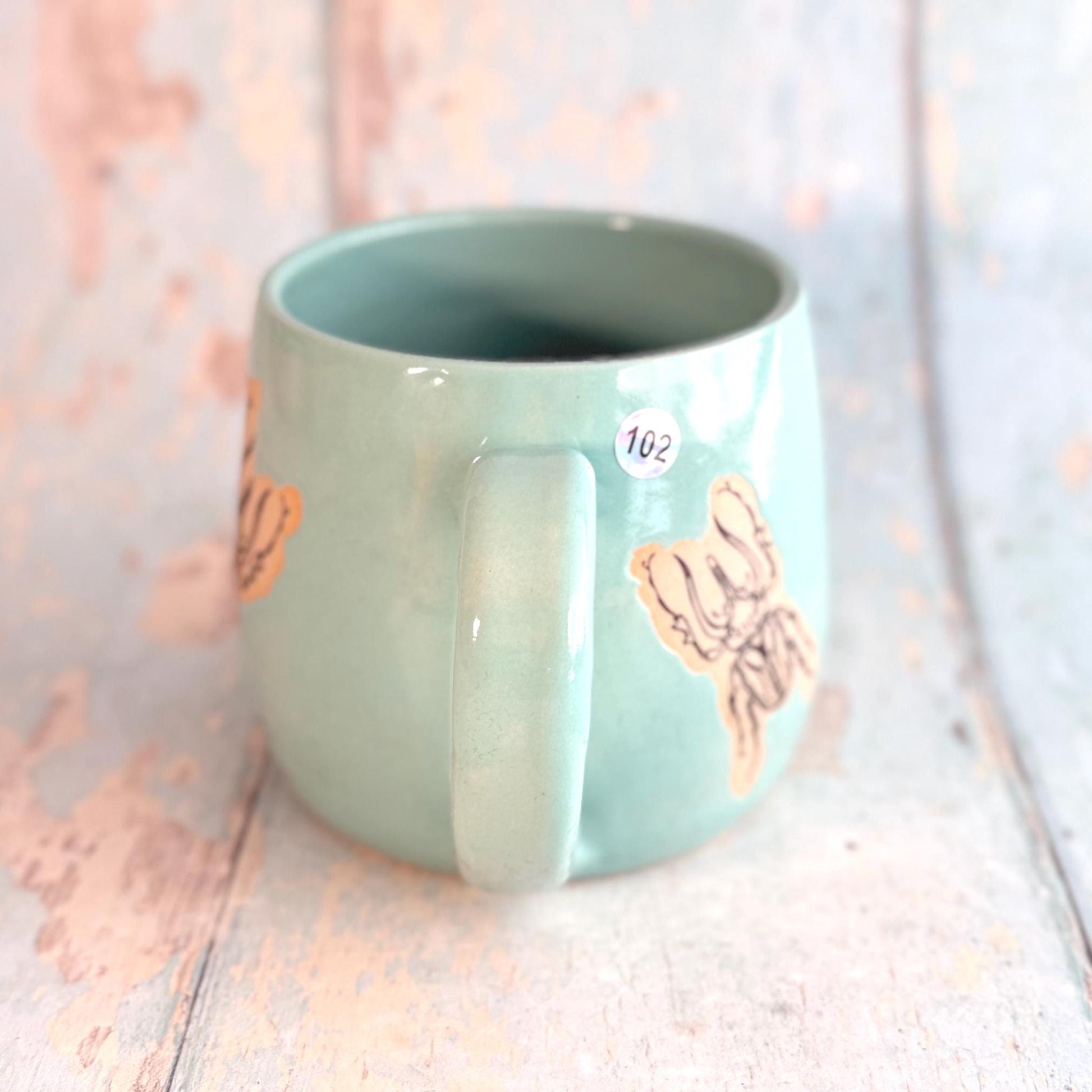 Turquoise Beetle Mug, Large Ceramic Cup - FJD Ceramics