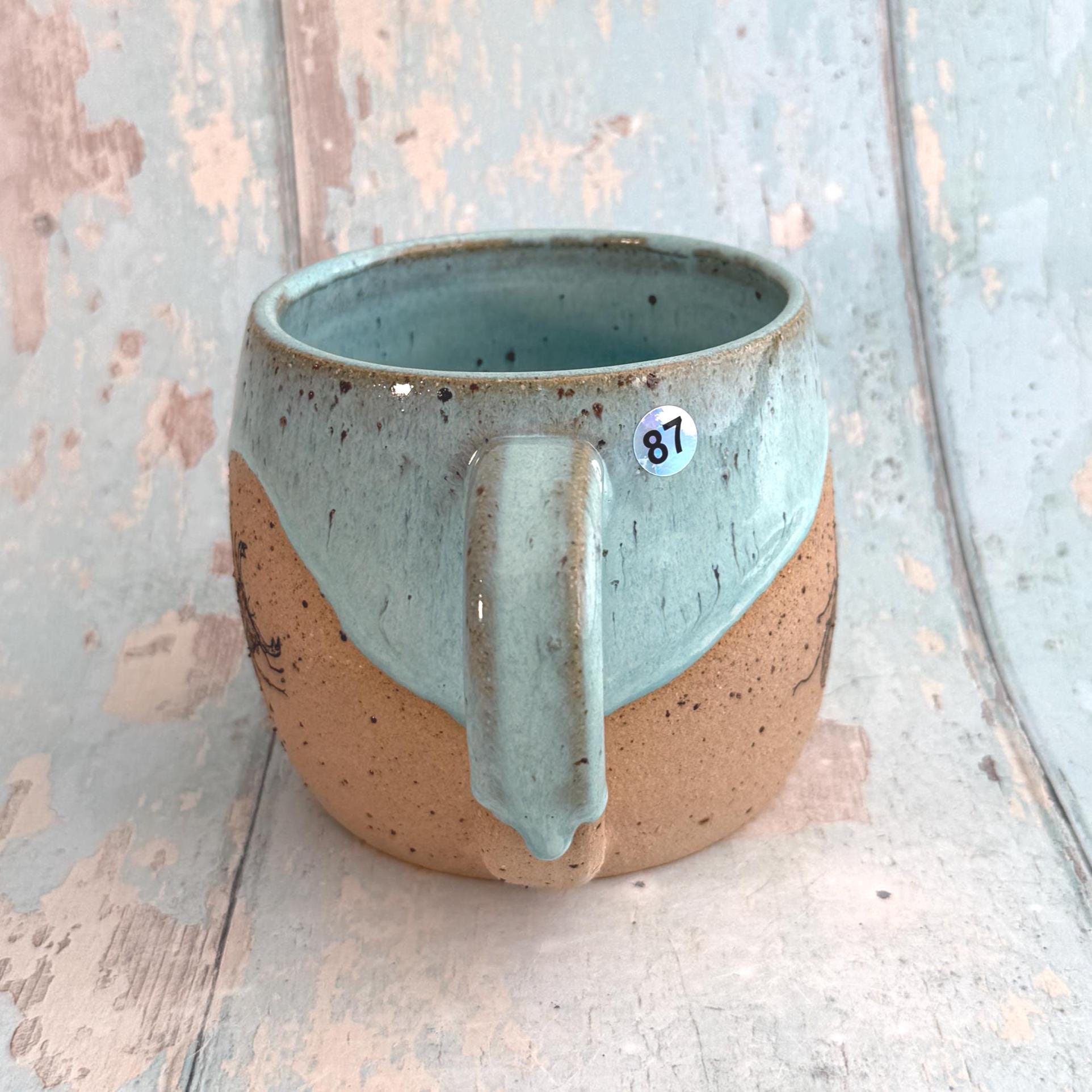 Turquoise Beetle Mug, Large Ceramic Cup - FJD Ceramics