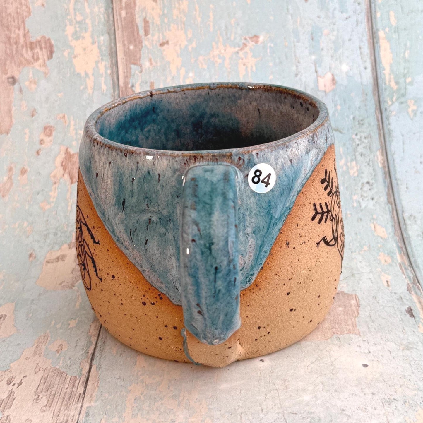 Turquoise Beetle Mug, Large Ceramic Cup - FJD Ceramics