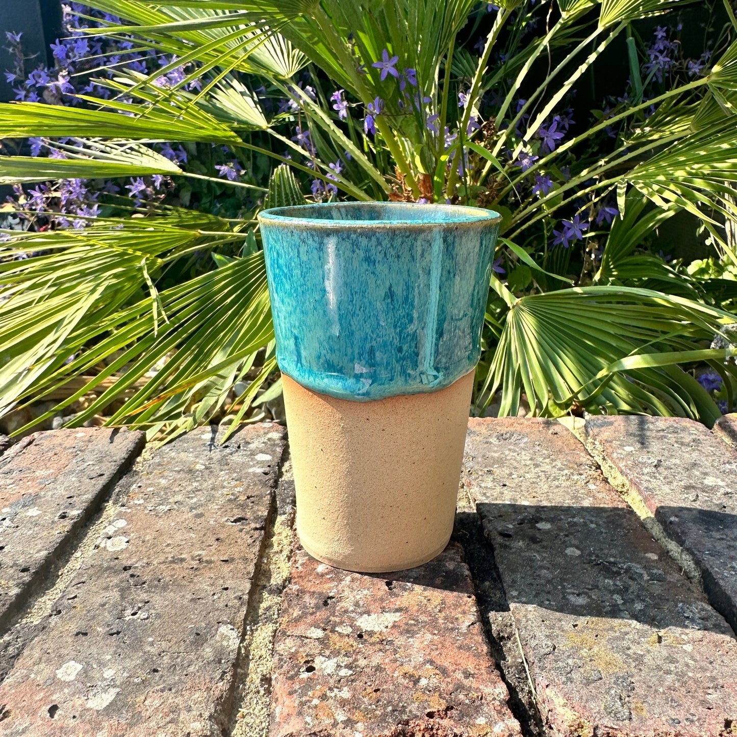 Turquoise Ceramic Tumbler, Handmade Modern Cup - FJD Ceramics