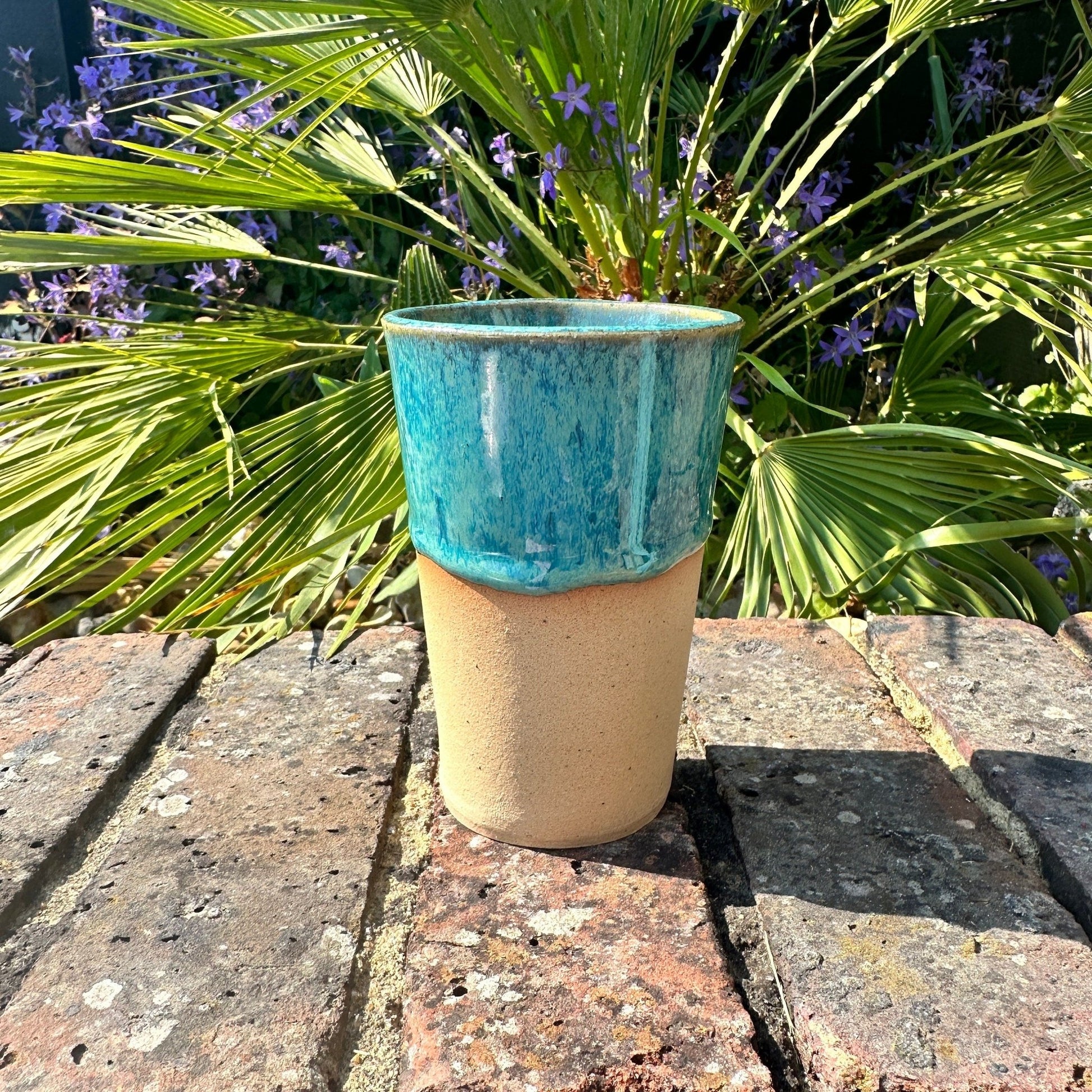 Turquoise Ceramic Tumbler, Handmade Modern Cup - FJD Ceramics