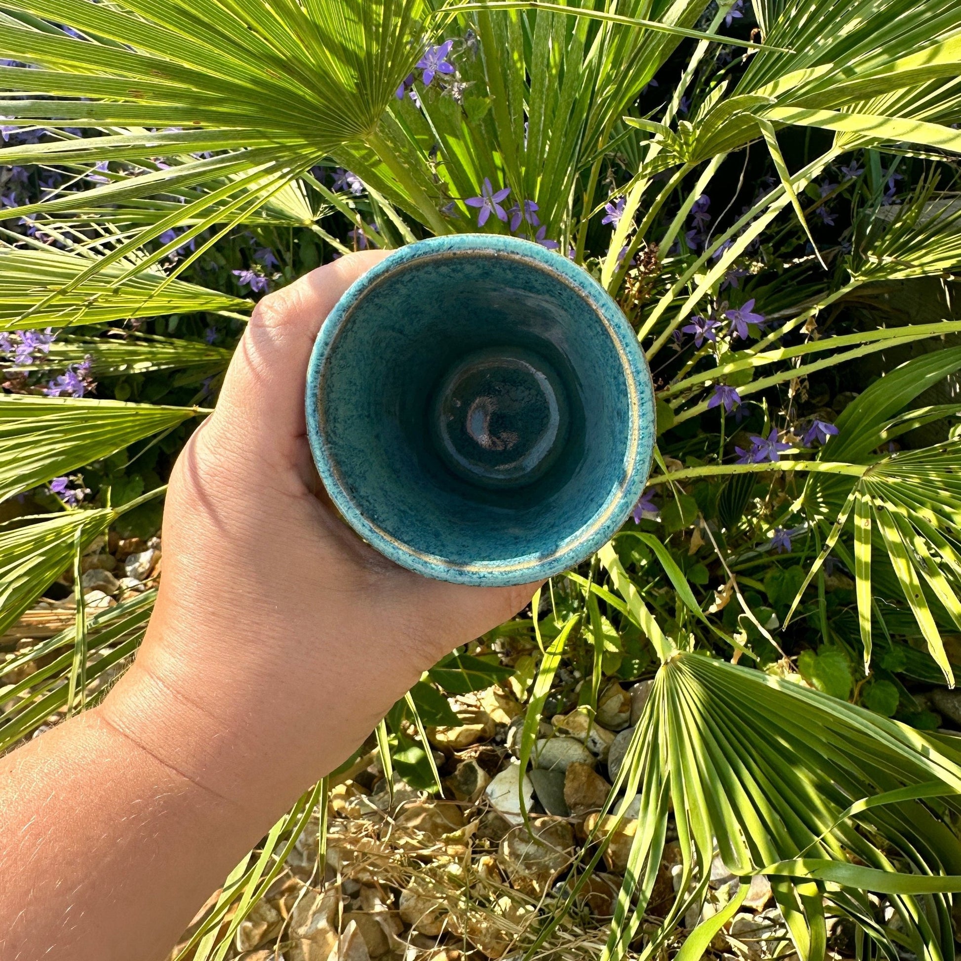 Turquoise Ceramic Tumbler, Handmade Modern Cup - FJD Ceramics