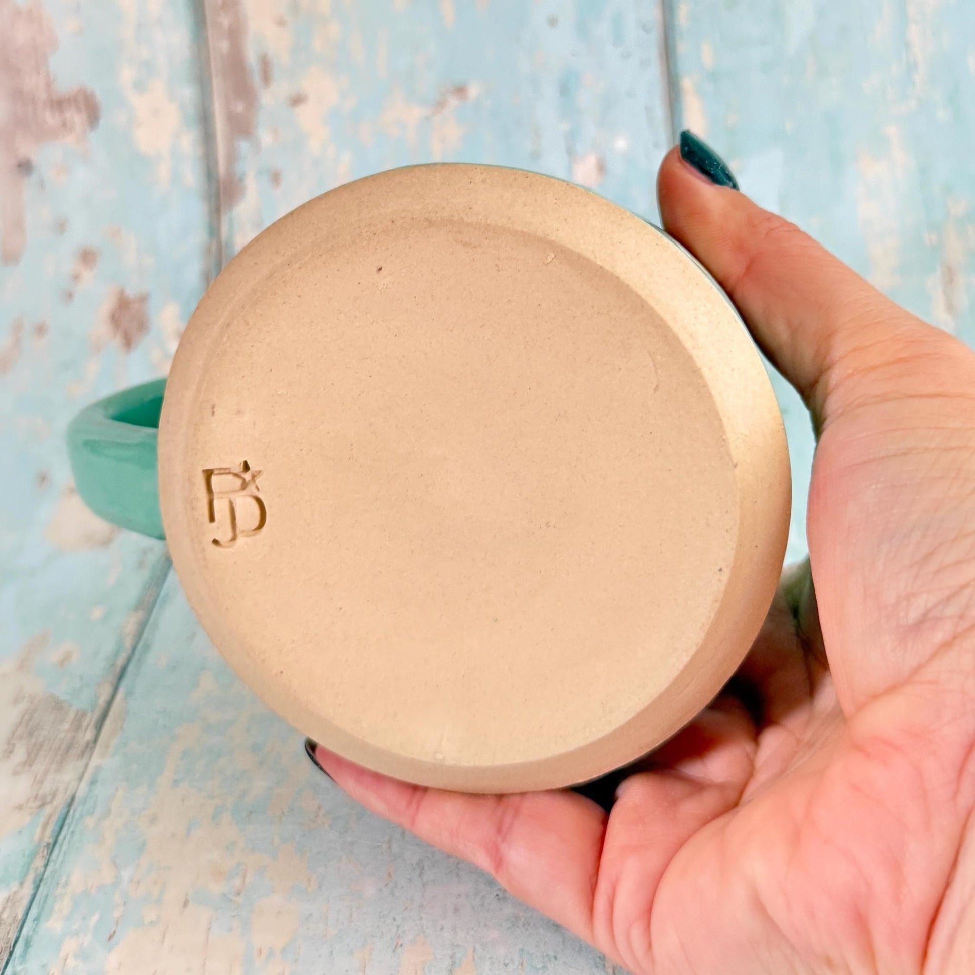 Turquoise Green Skull Mug, Handmade Ceramic Cup, Spooky Halloween Mug - FJD Ceramics