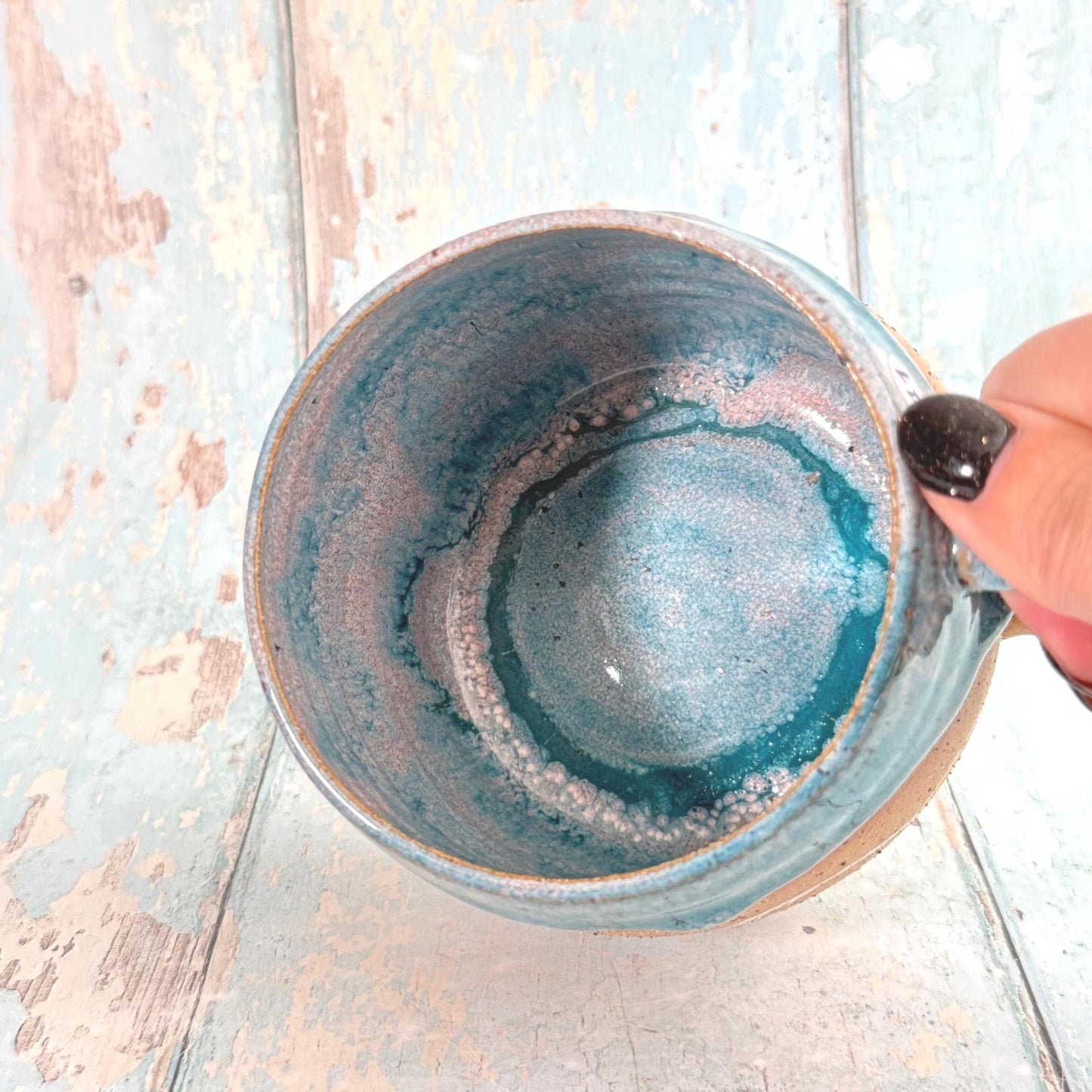 Turquoise Skull Mug, Handmade Ceramic Cup - FJD Ceramics