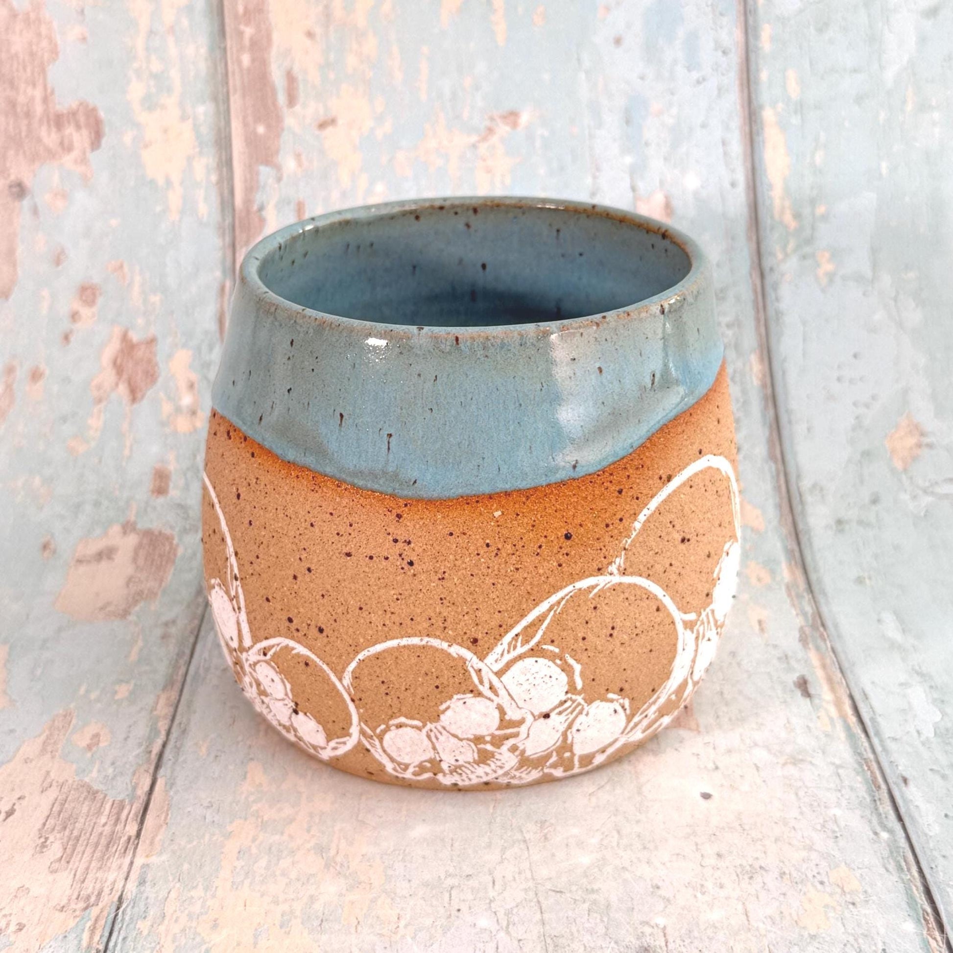 Turquoise Skull Mug, Handmade Ceramic Cup - FJD Ceramics