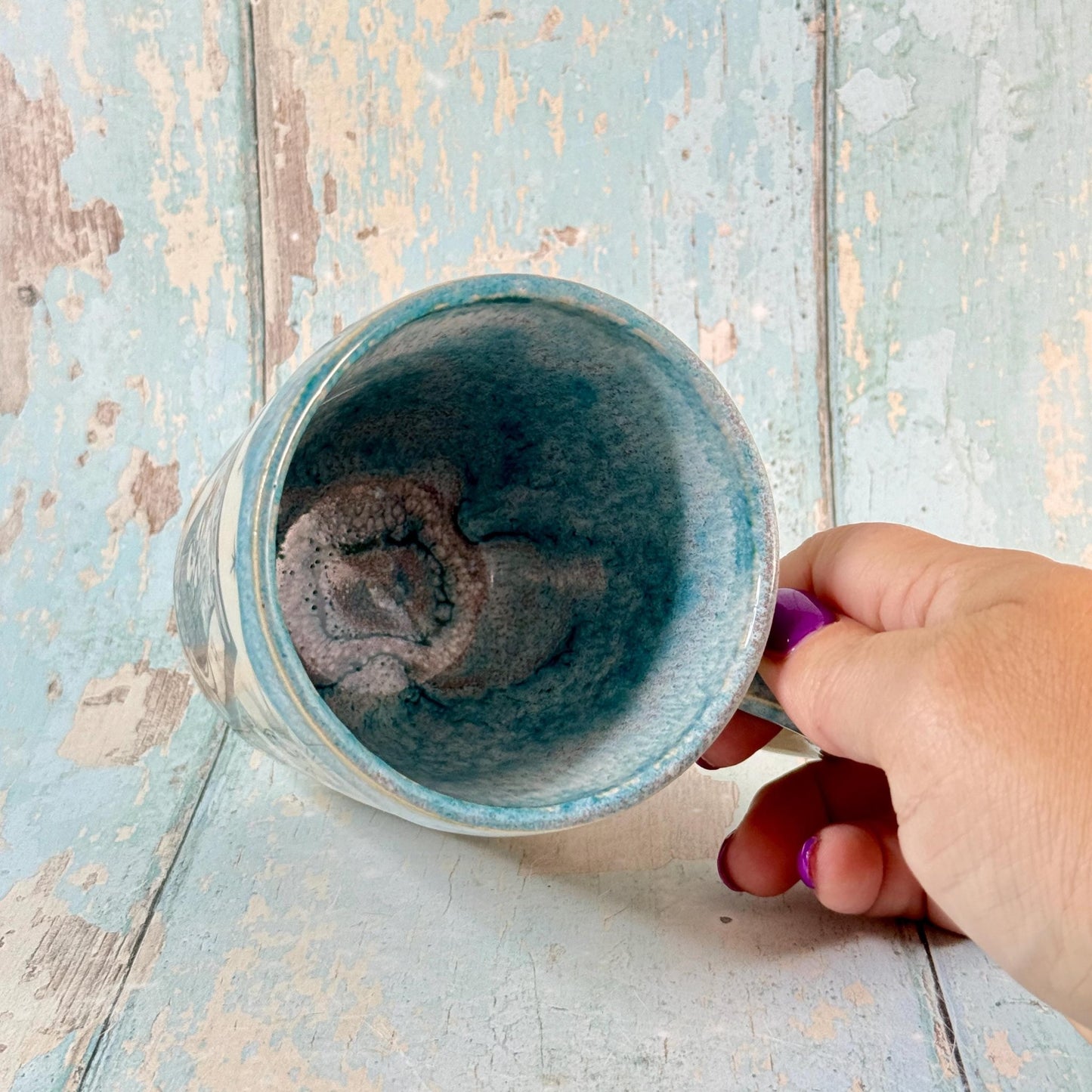 Turquoise Tarot and Snake Mug, Large Ceramic Cup - FJD Ceramics