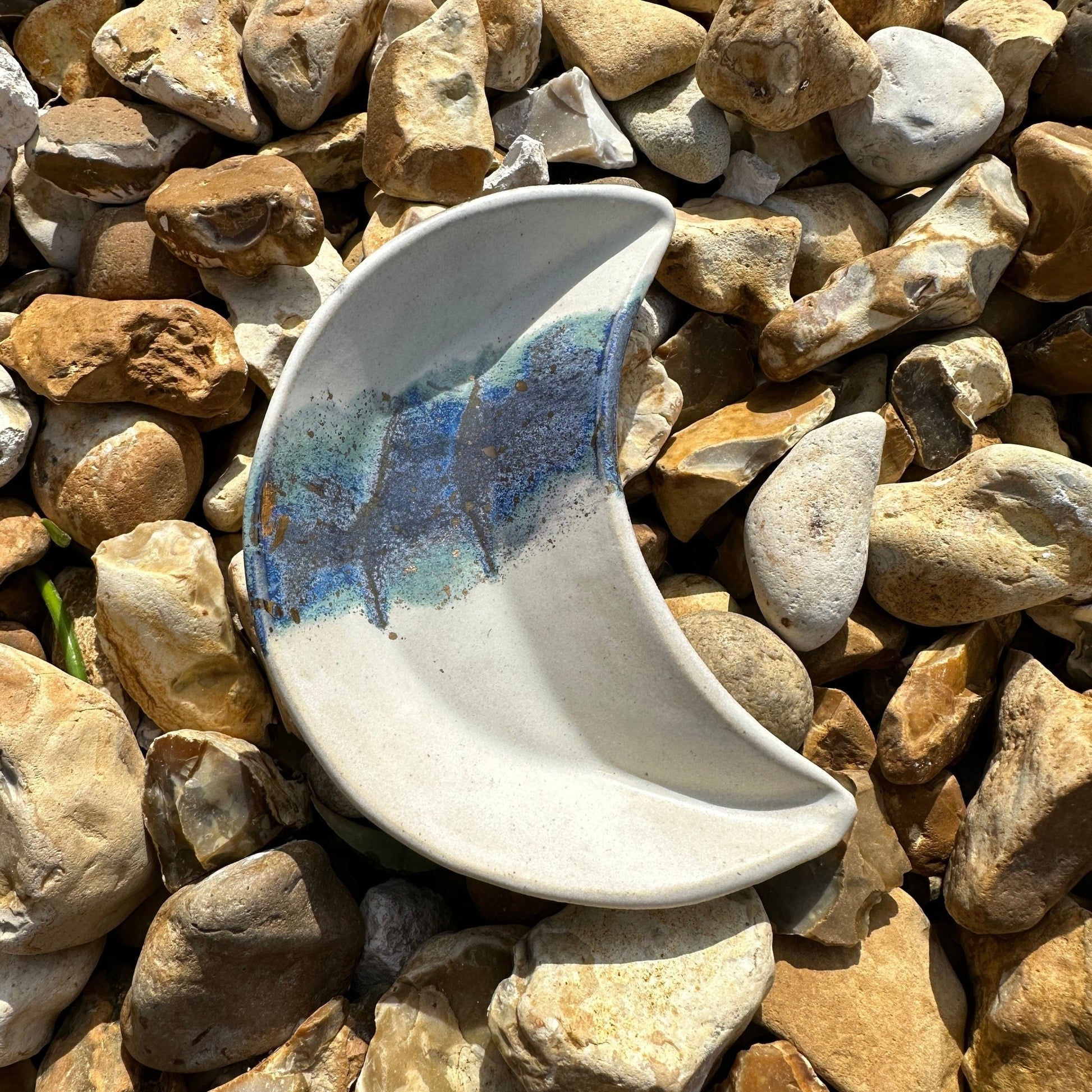 White, Blue and Gold Moon Ceramic Nesting Dishes - FJD Ceramics