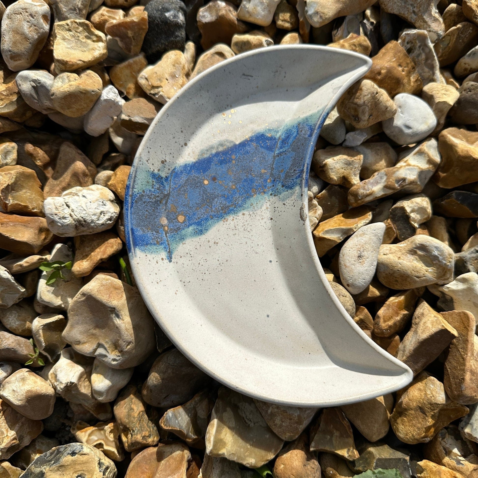 White, Blue and Gold Moon Ceramic Nesting Dishes - FJD Ceramics
