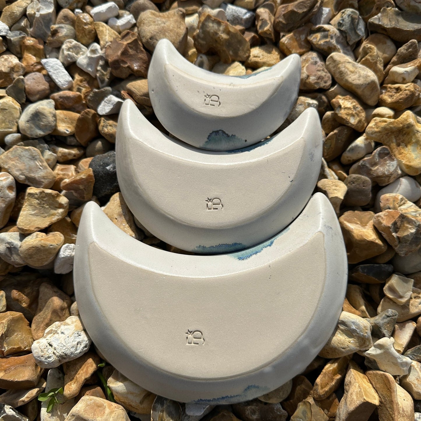 White, Blue and Gold Moon Ceramic Nesting Dishes - FJD Ceramics