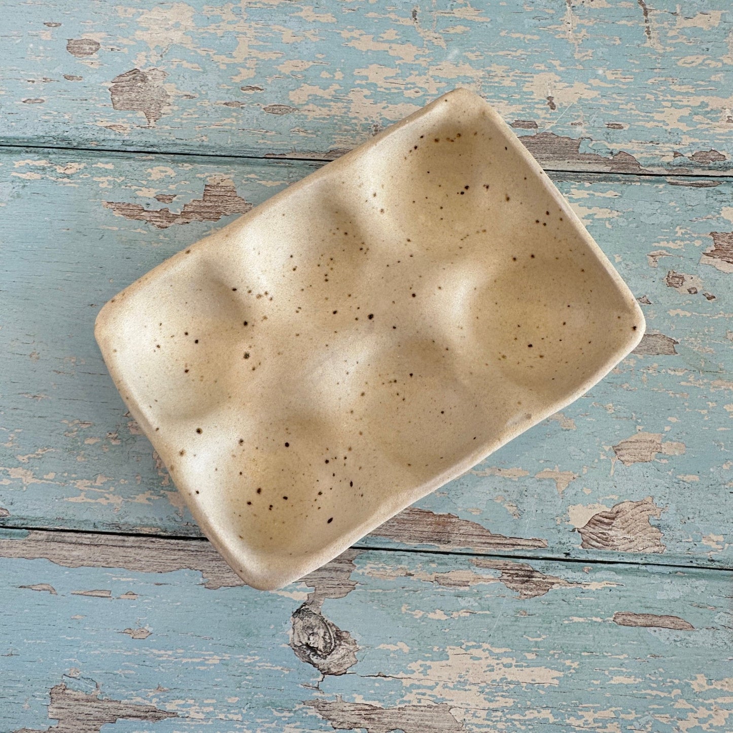 White Ceramic Egg Tray, Holds 6 or 12 Eggs - FJD Ceramics