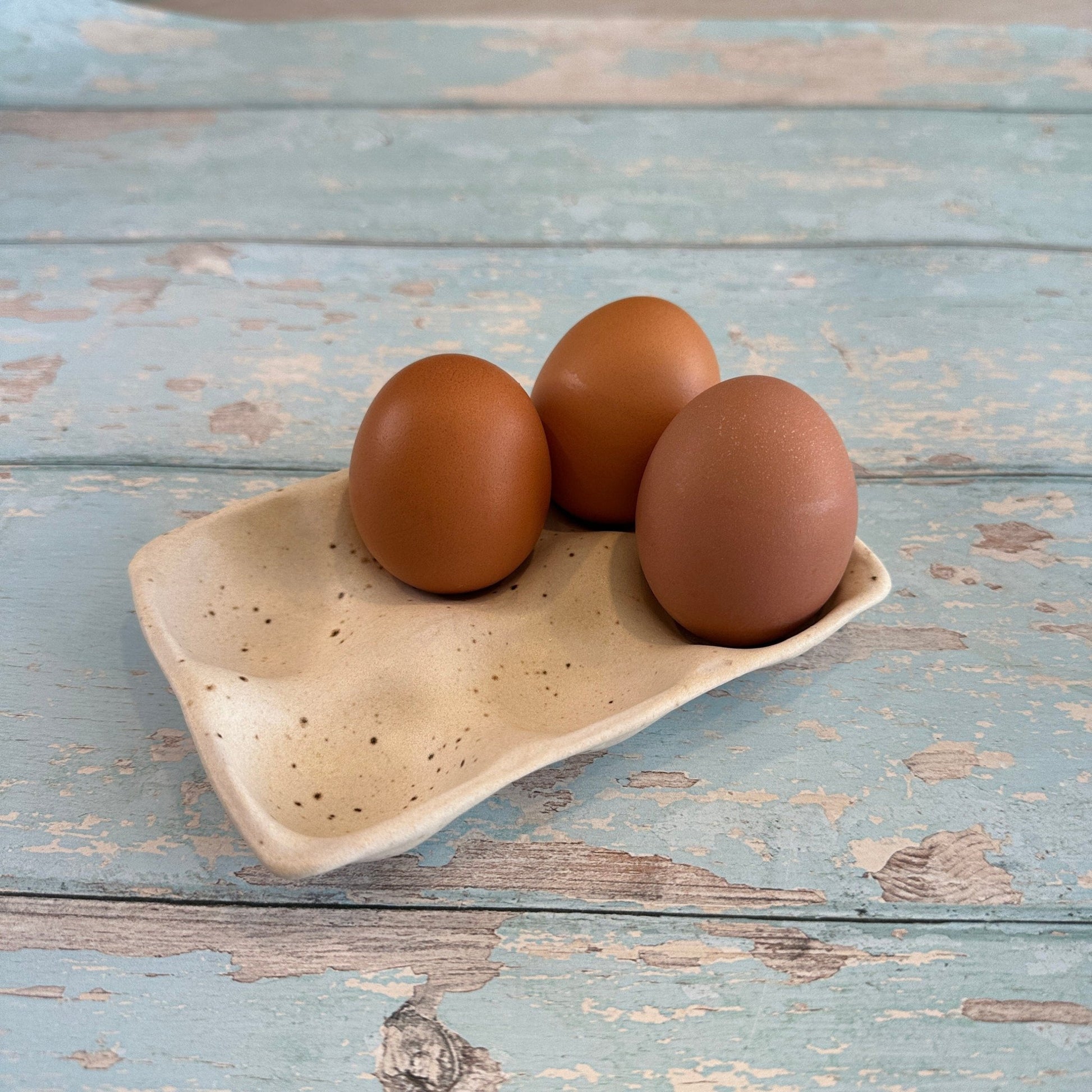 White Ceramic Egg Tray, Holds 6 or 12 Eggs - FJD Ceramics