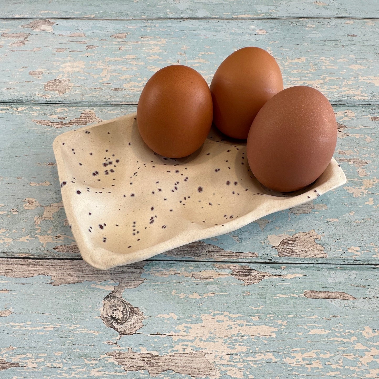 White Ceramic Egg Tray, Holds 6 or 12 Eggs - FJD Ceramics