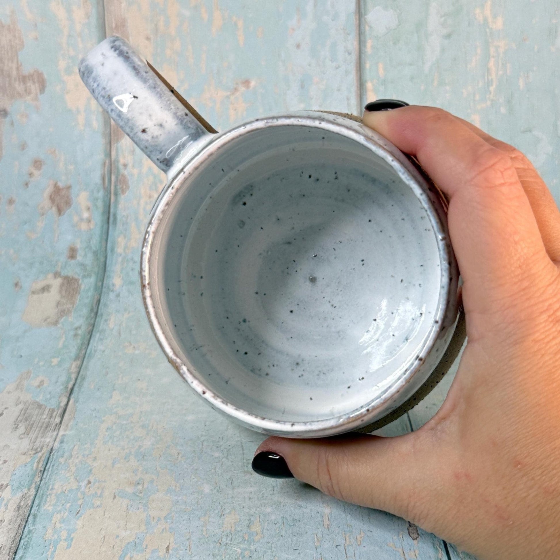 White Christmas Tree Mug, Handmade Ceramic Cup - FJD Ceramics