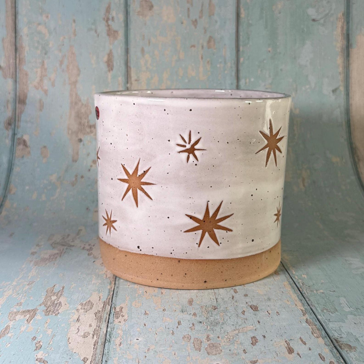 White Moon and Star Planter, Ceramic Plant Pot - FJD Ceramics