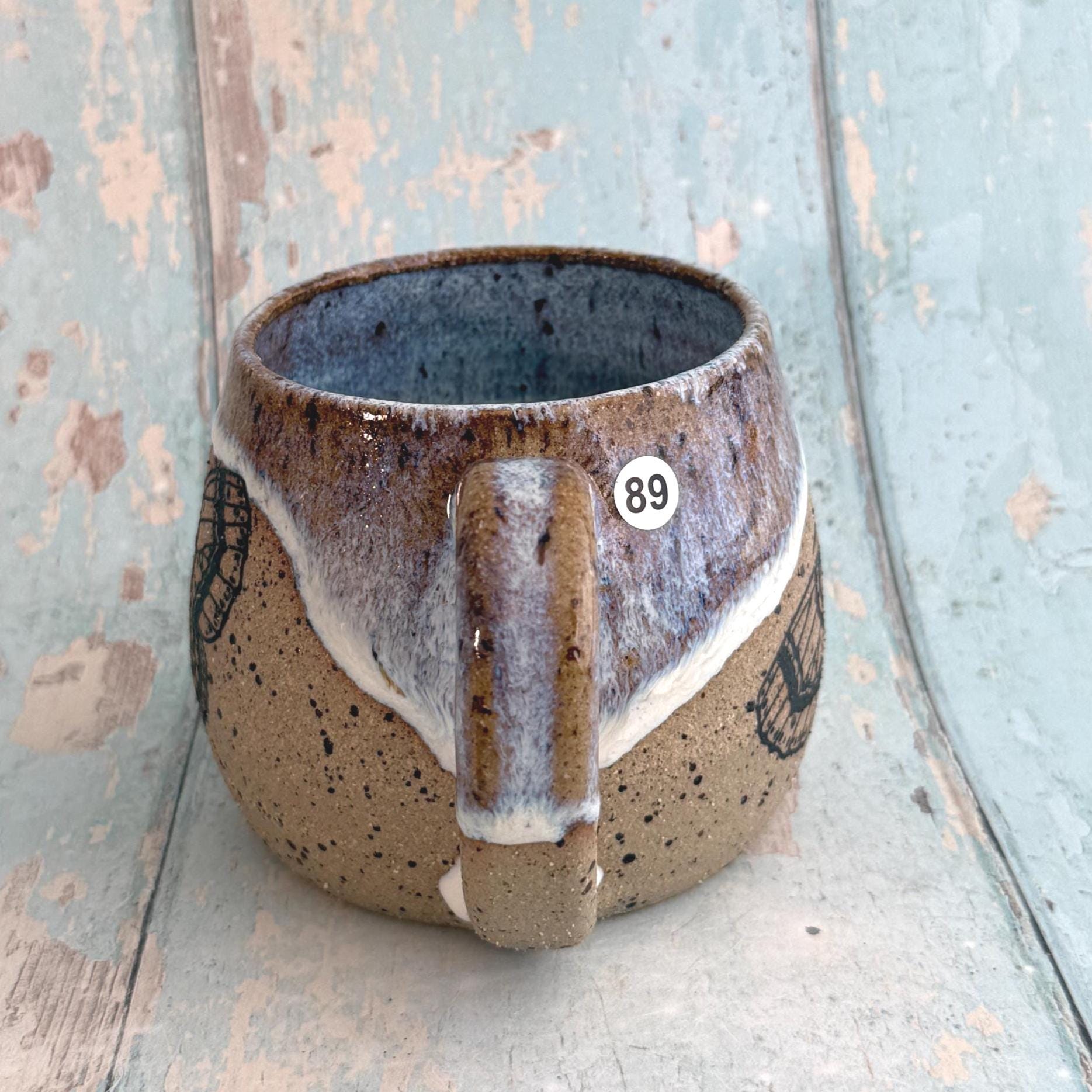 White Moth Mug, Large Ceramic Cup - FJD Ceramics