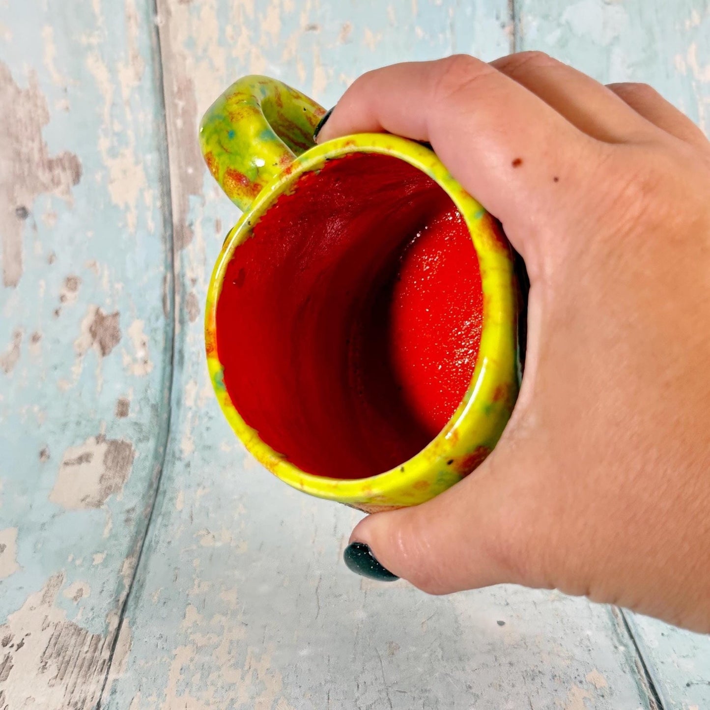 Yellow and Orange Halloween Rotten Pumpkin Witch Label Mug, Spooky Season Cup - FJD Ceramics