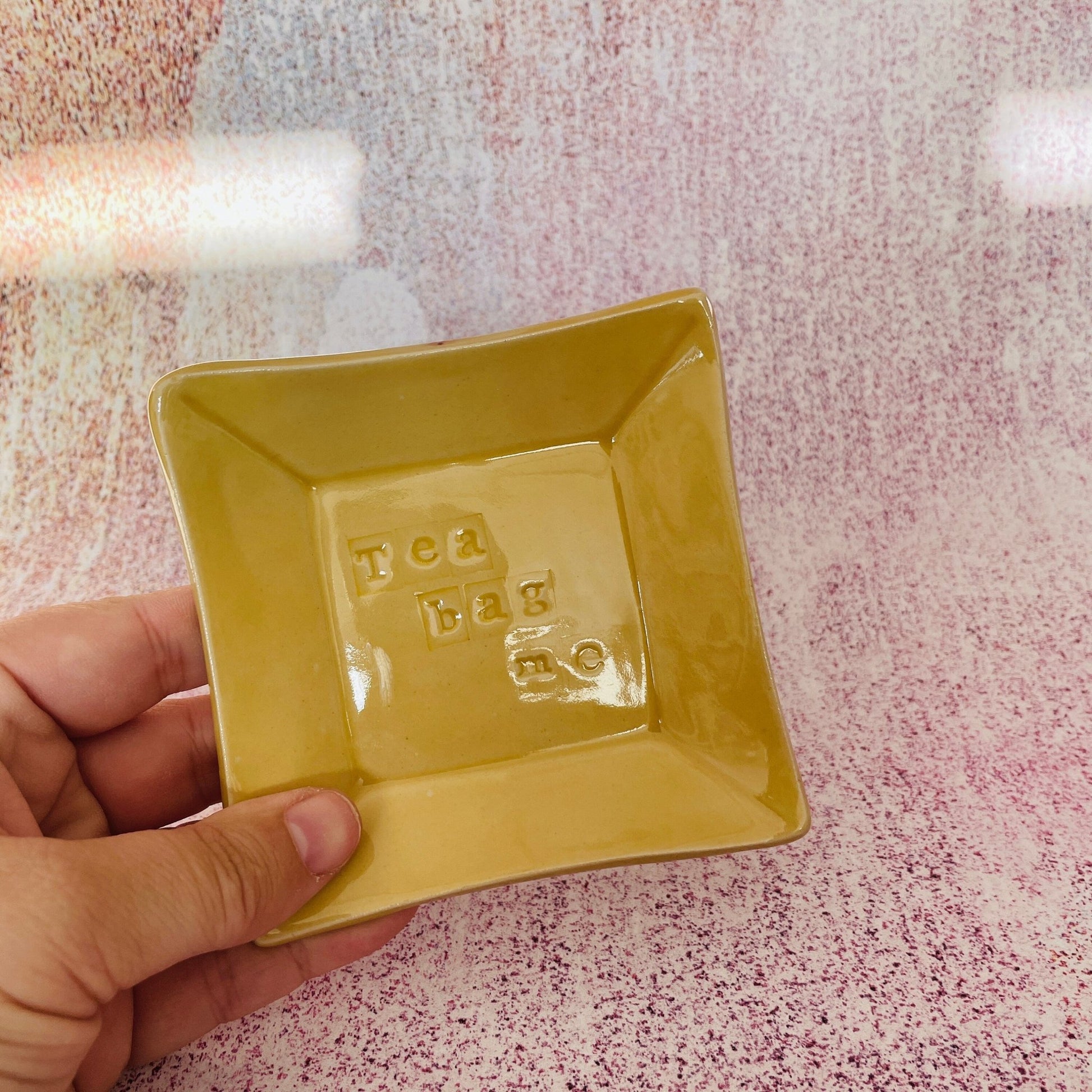 Yellow Ceramic Dish, Tea Bag Holder - FJD Ceramics