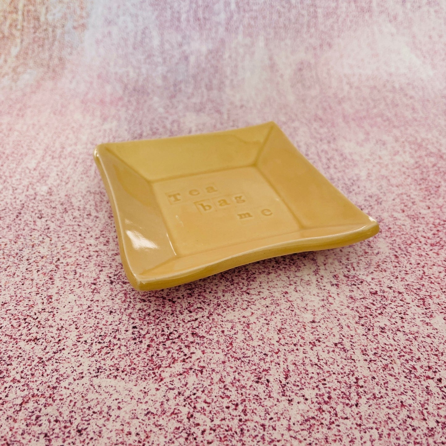 Yellow Ceramic Dish, Tea Bag Holder - FJD Ceramics