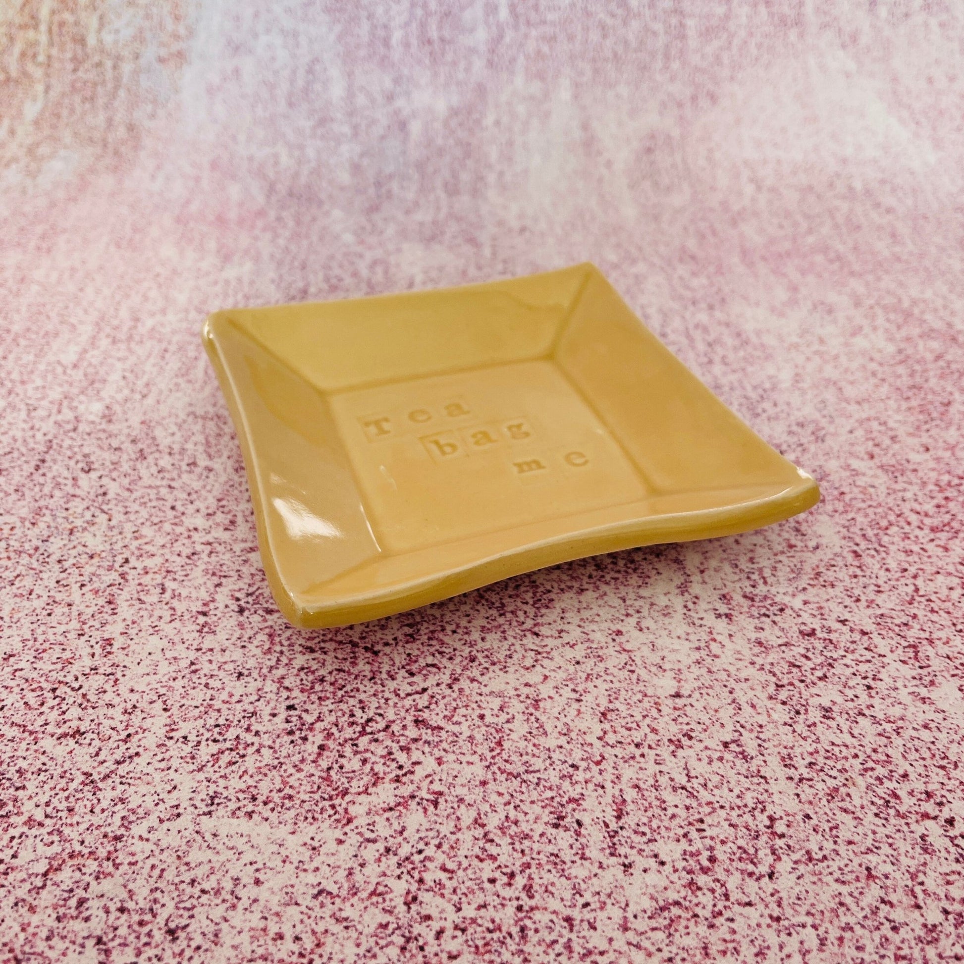 Yellow Ceramic Dish, Tea Bag Holder - FJD Ceramics