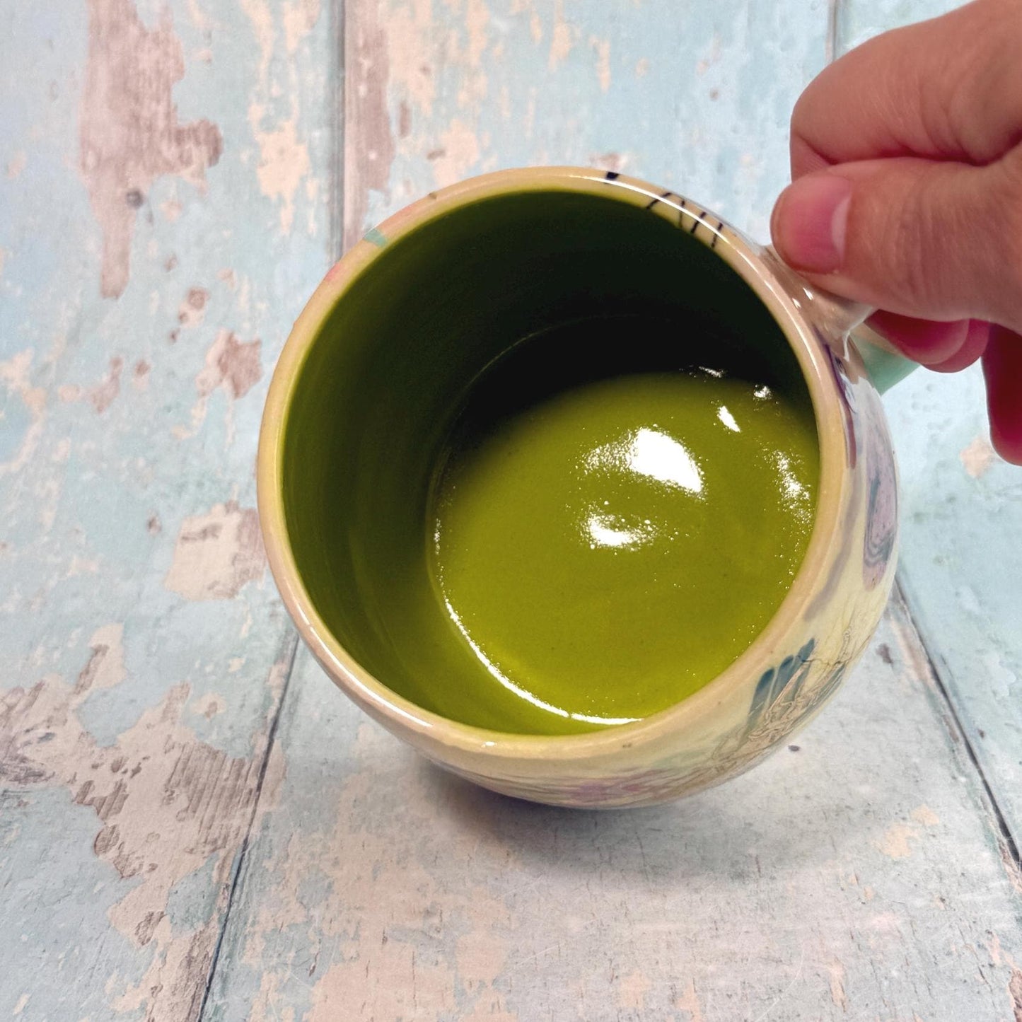 Yellow Collage Patchwork Mug, Handmade Ceramic Cup - FJD Ceramics
