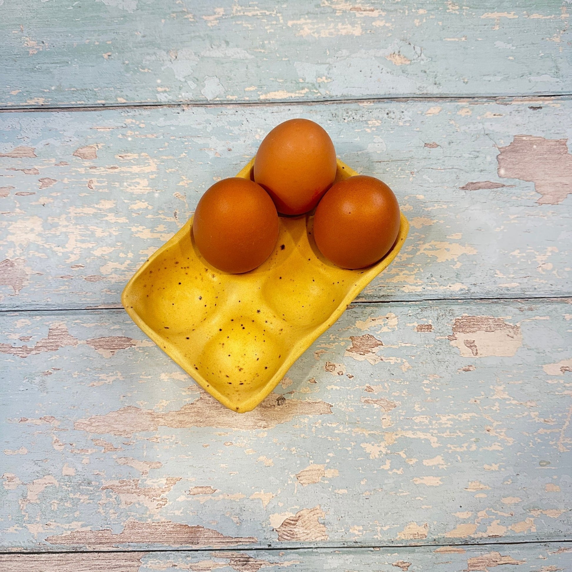 Yellow Egg Tray, Holds 6 or 12 Eggs - FJD Ceramics